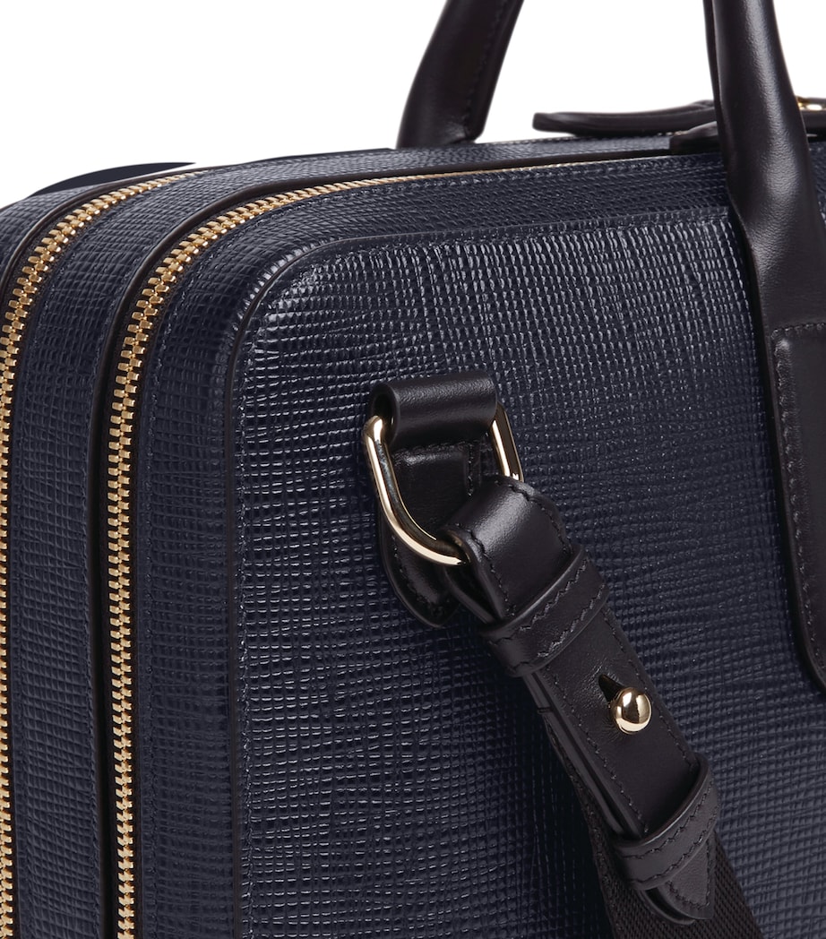 Leather Panama Briefcase NAVY Image 4