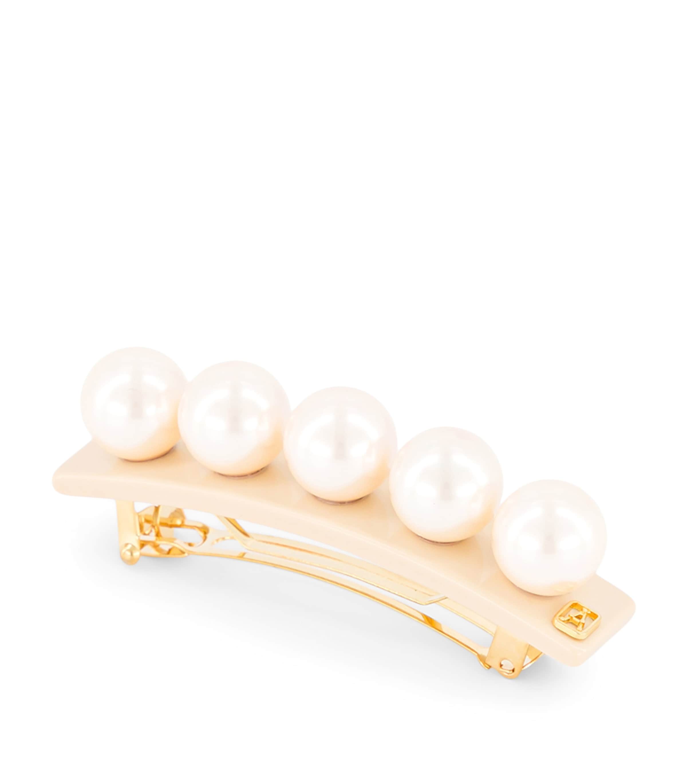Alexandre de Paris Oversize Pearl-Detail Slide Hair Clip S Beige Image 2