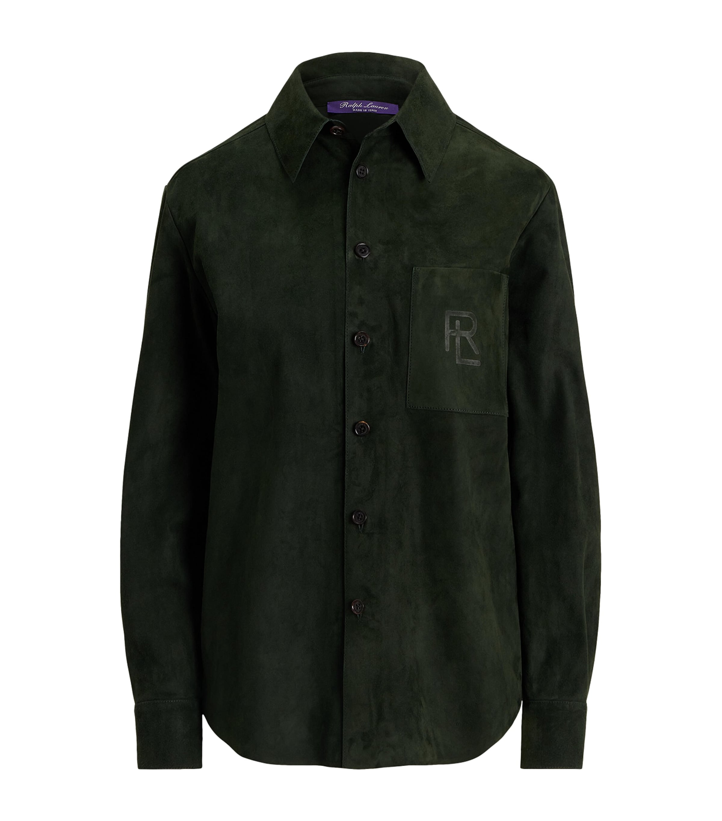 Ralph Lauren Lamb Suede Shirt In Green