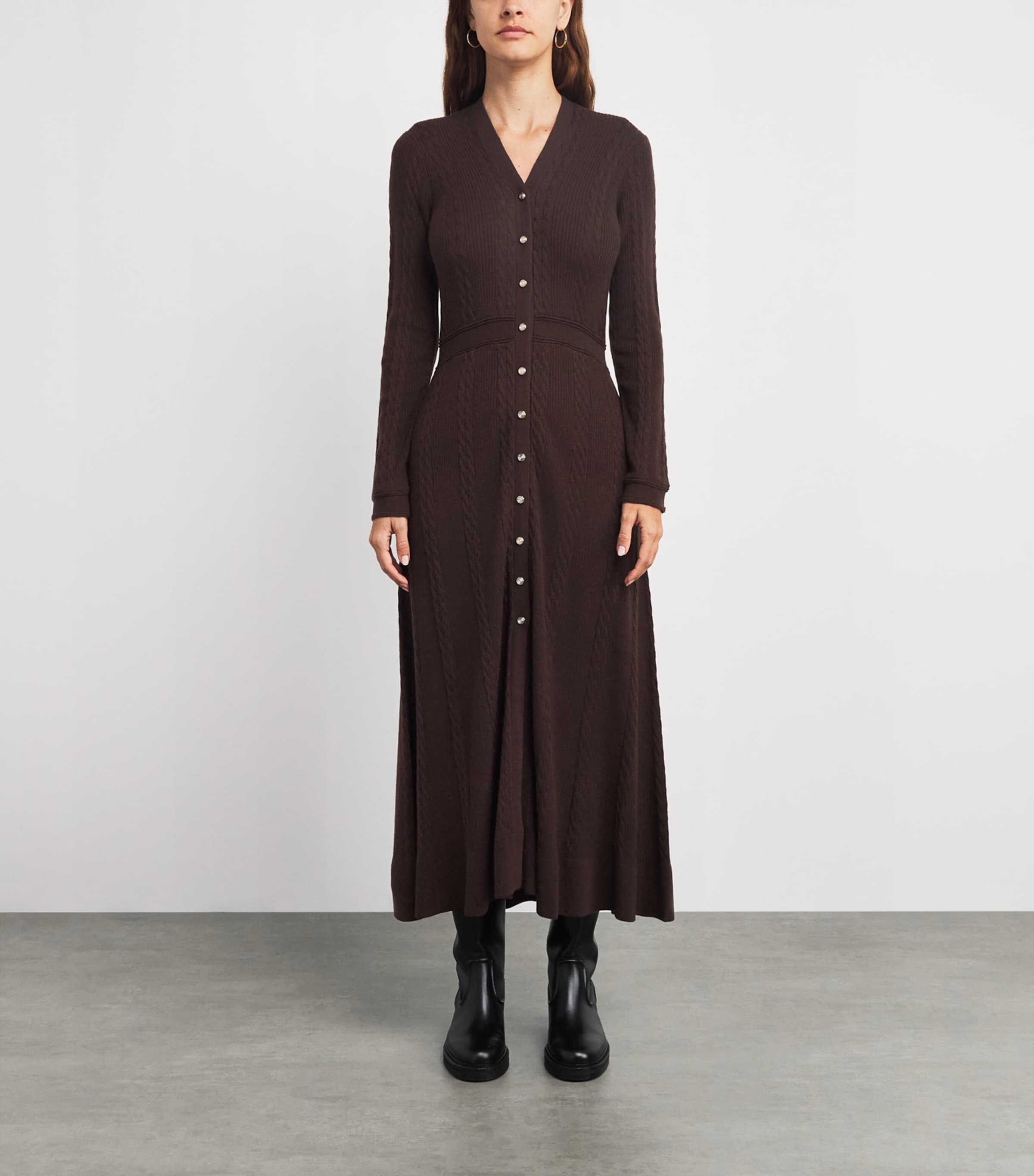 Cable Knit Maxi Dress BROWN Image 3