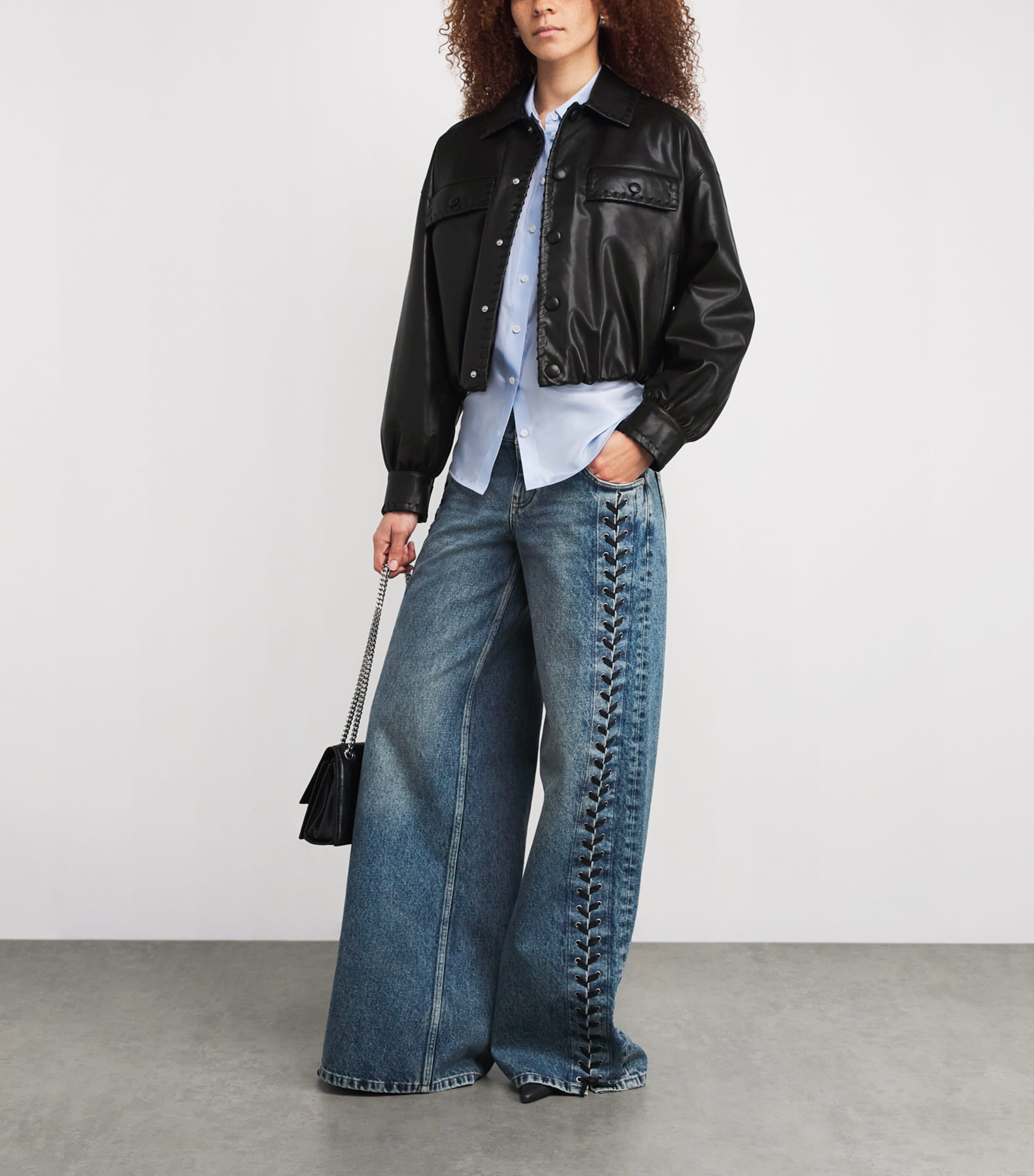 Bubble Leather Jacket BLK BLACK Image 2