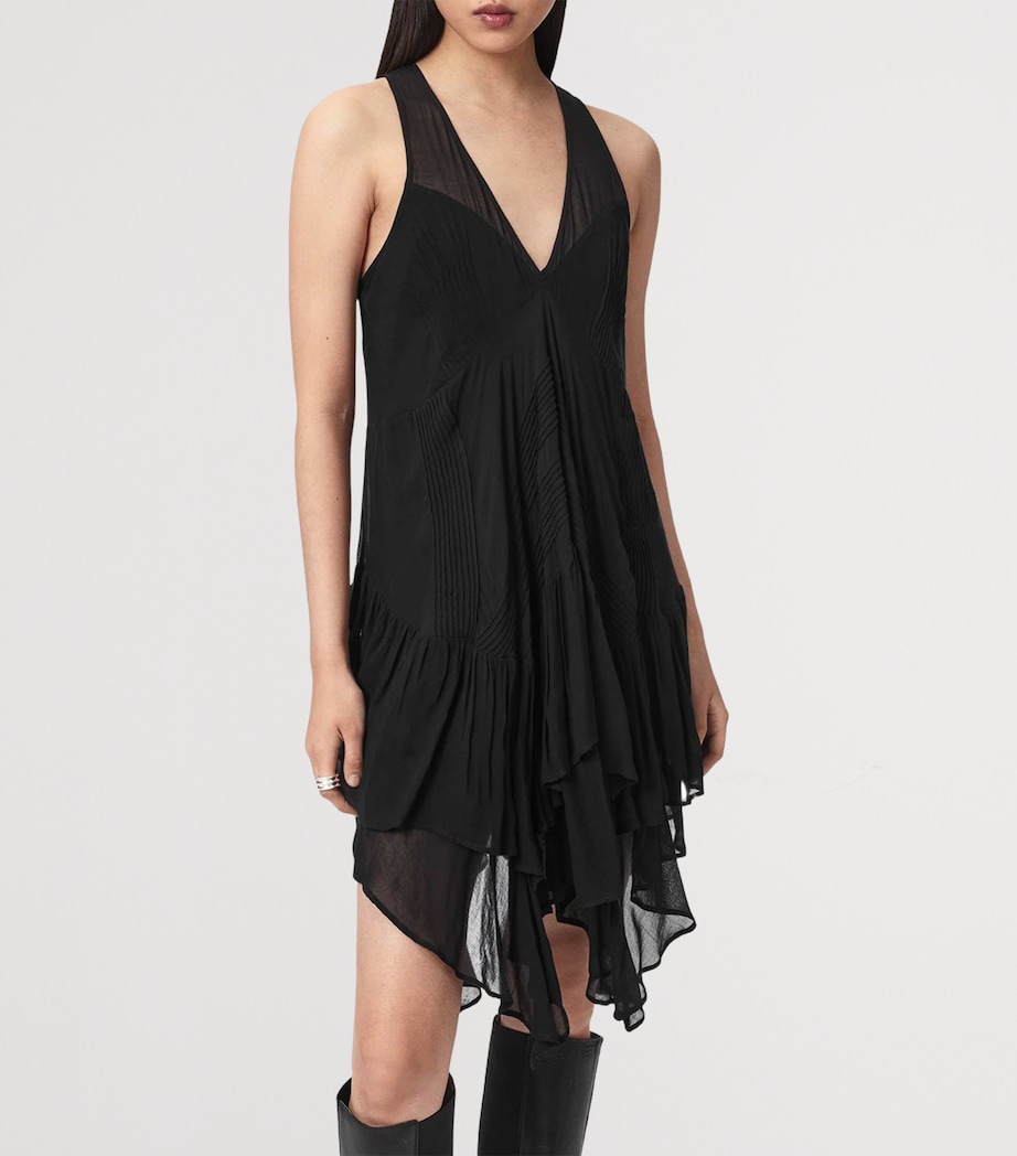 AllSaints Womens Asymmetric Tiered Gretel Midi Dress Black Image 3