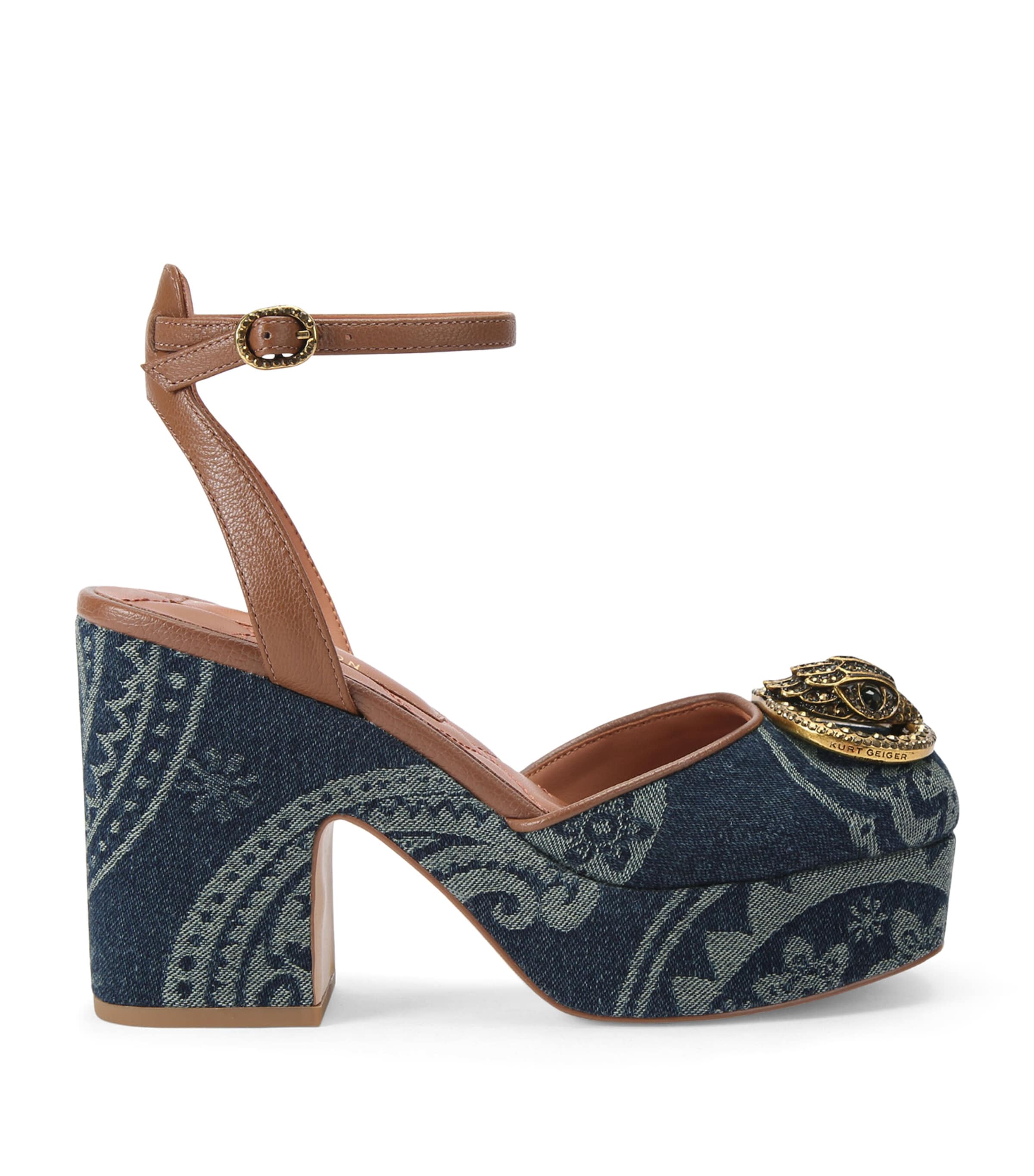 Kurt Geiger London Denim Embellished Chelsea Platform Heels Blue/pal.c Image 1