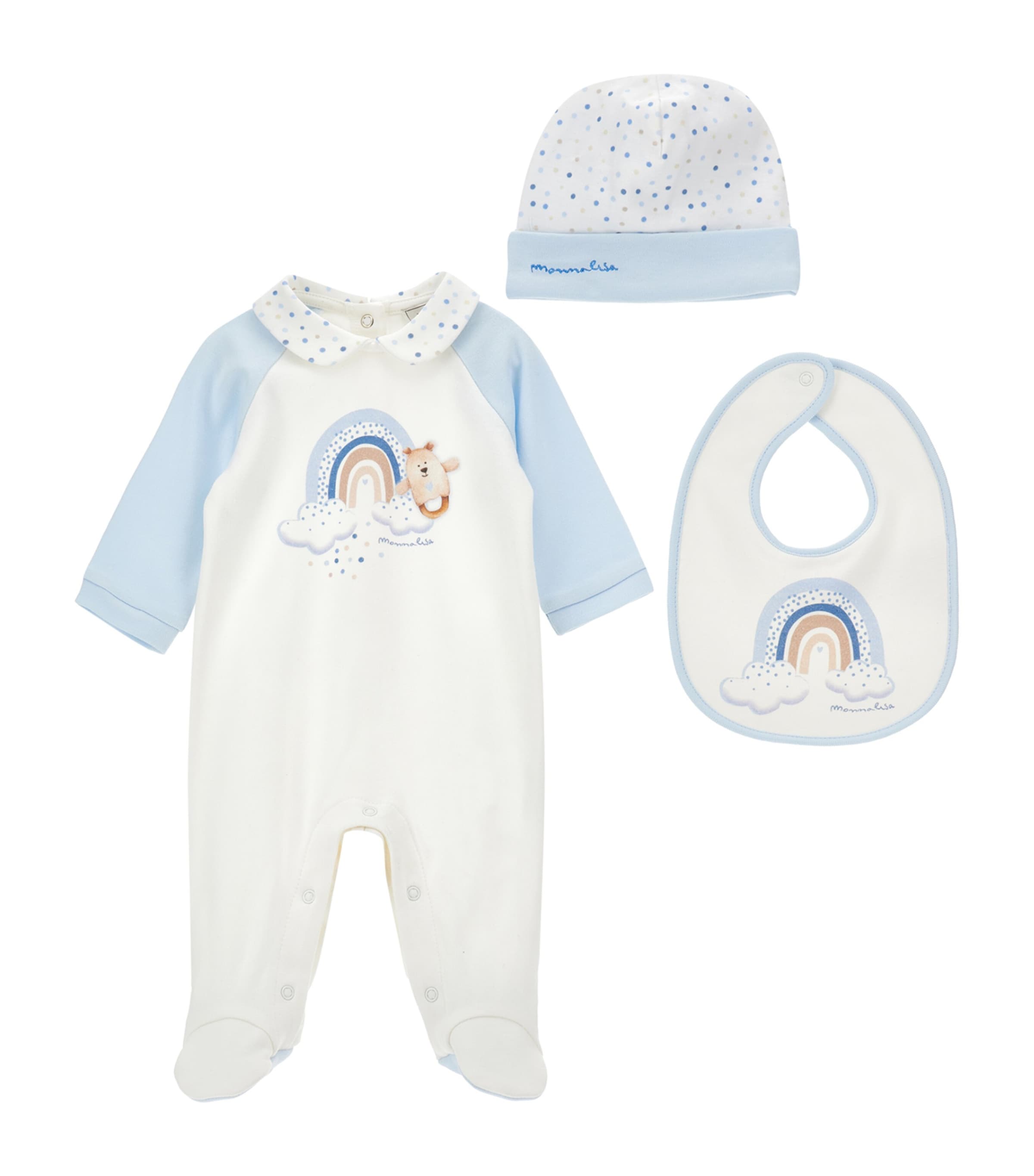 Cotton All-In-One, Hat and Bib Set (1-9 Months) PANNA+NUVOLA Image 1