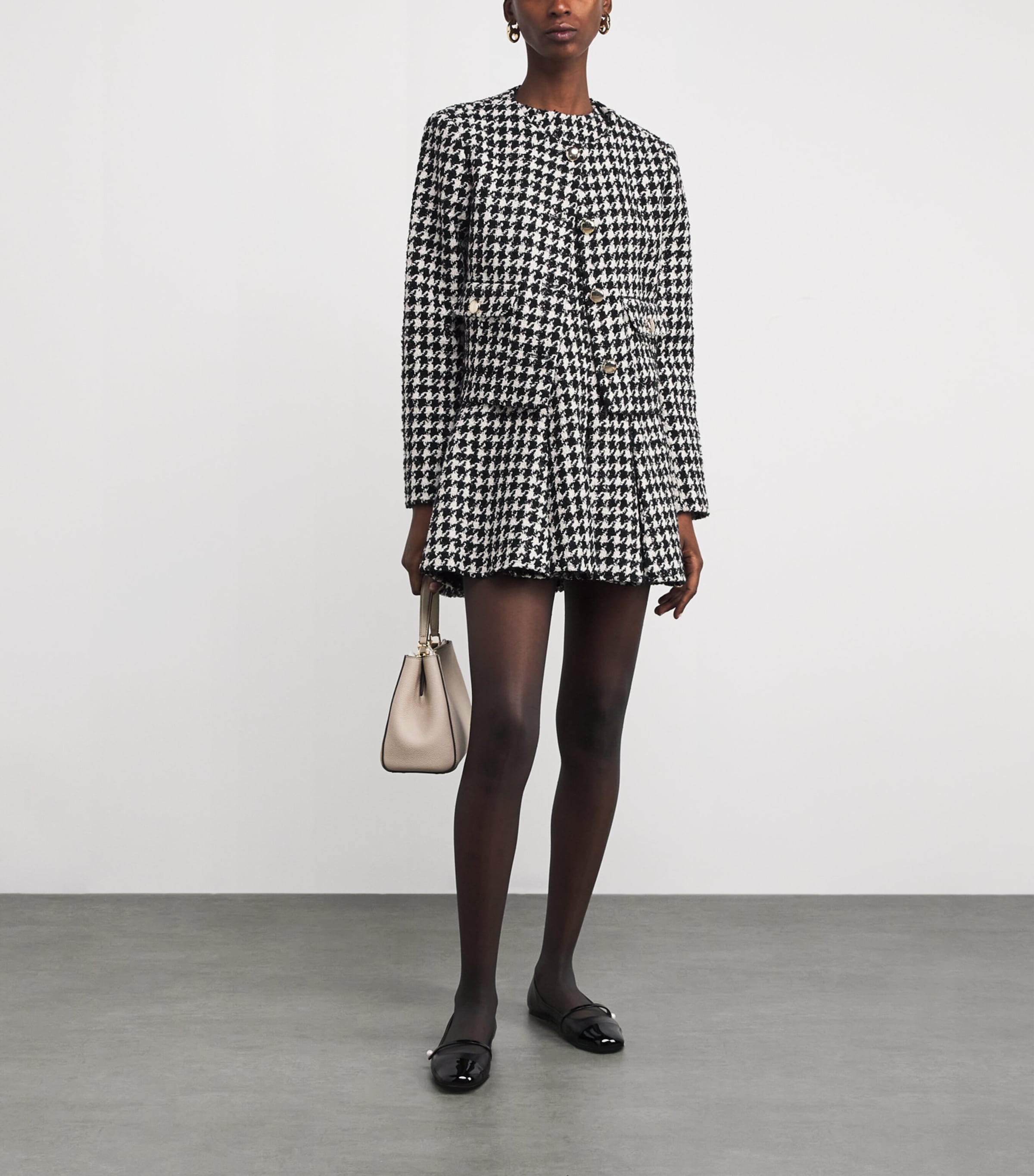 Tweed Houndstooth Jacket WHITE / BLACK Image 2