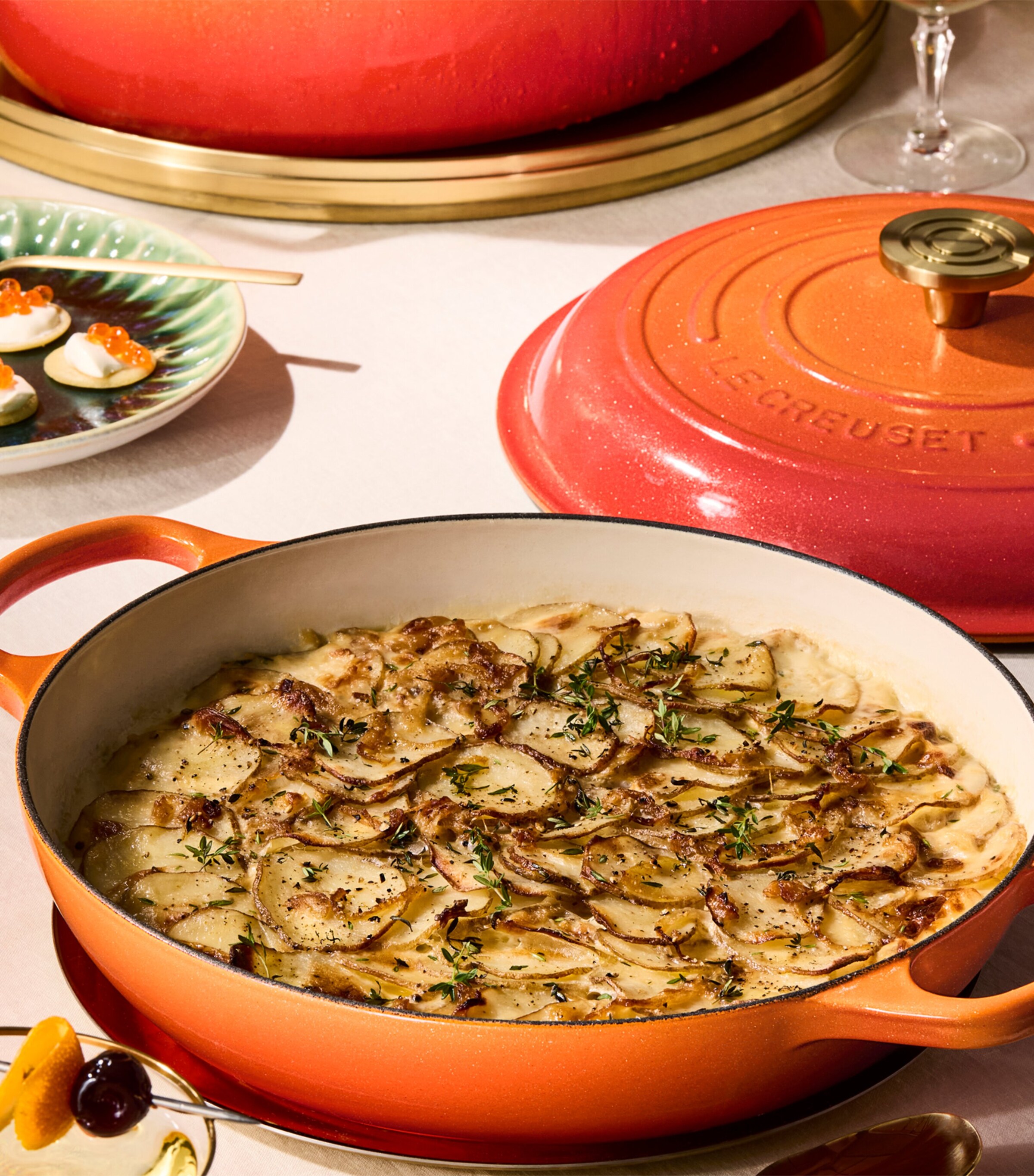 Le Creuset Cast Iron Flamme Dorée Shallow Casserole Dish (30cm) Orange Image 7