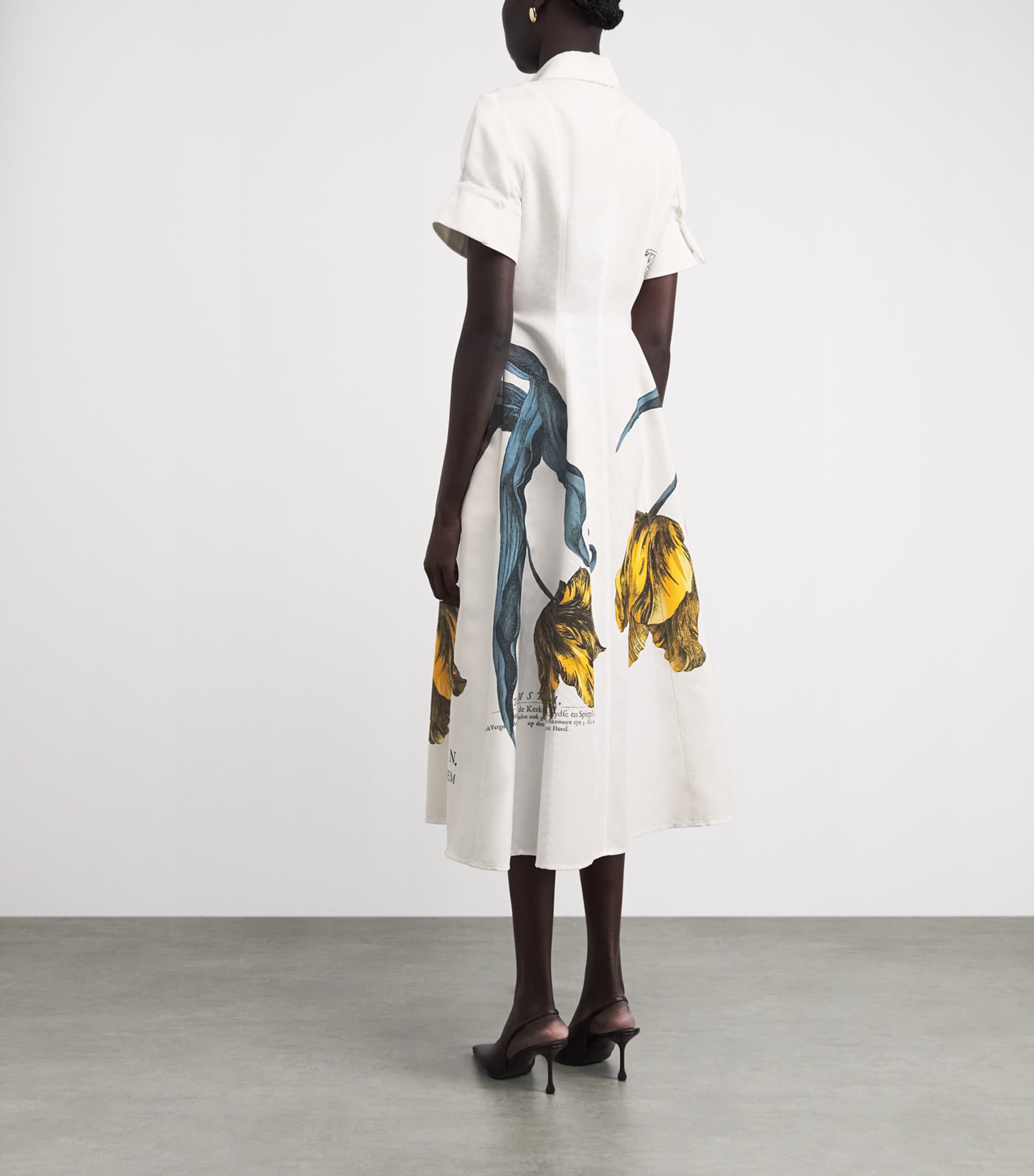 Erdem Womens Cotton-Blend Printed Midi Shirt Dress Etched Tulip Bronze Image 4