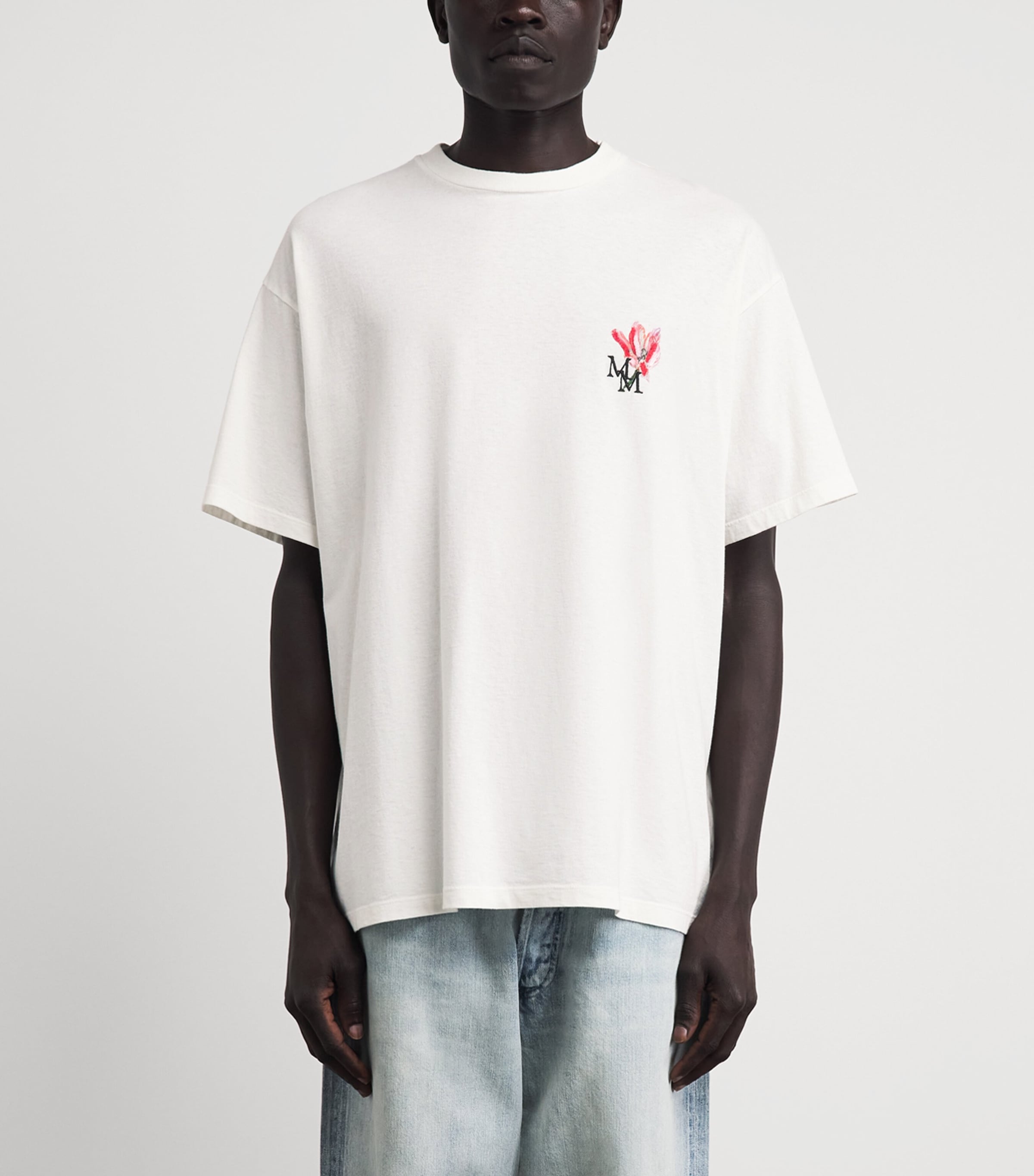 Maison Margiela Mens Cotton Embroidered Logo T-Shirt Off White Image 4