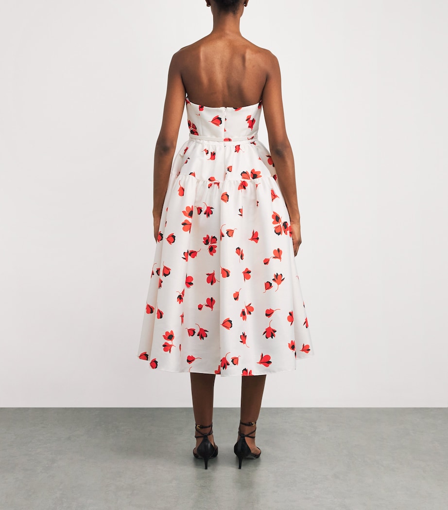 Floral Strapless Midi Dress WHITE Image 3