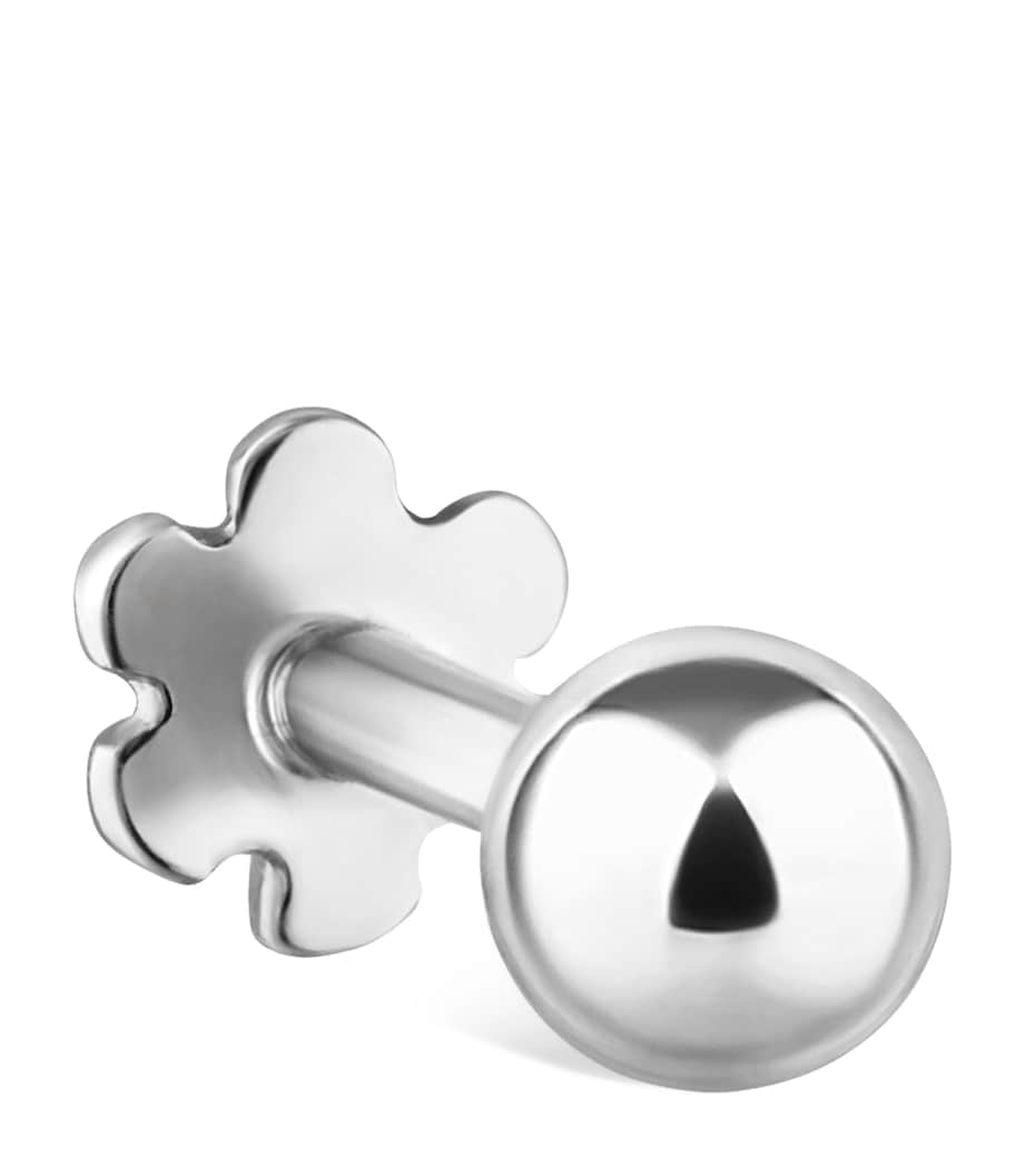 White Gold Ball Threaded Stud Earring (3mm) WHITE GOLD Image 1