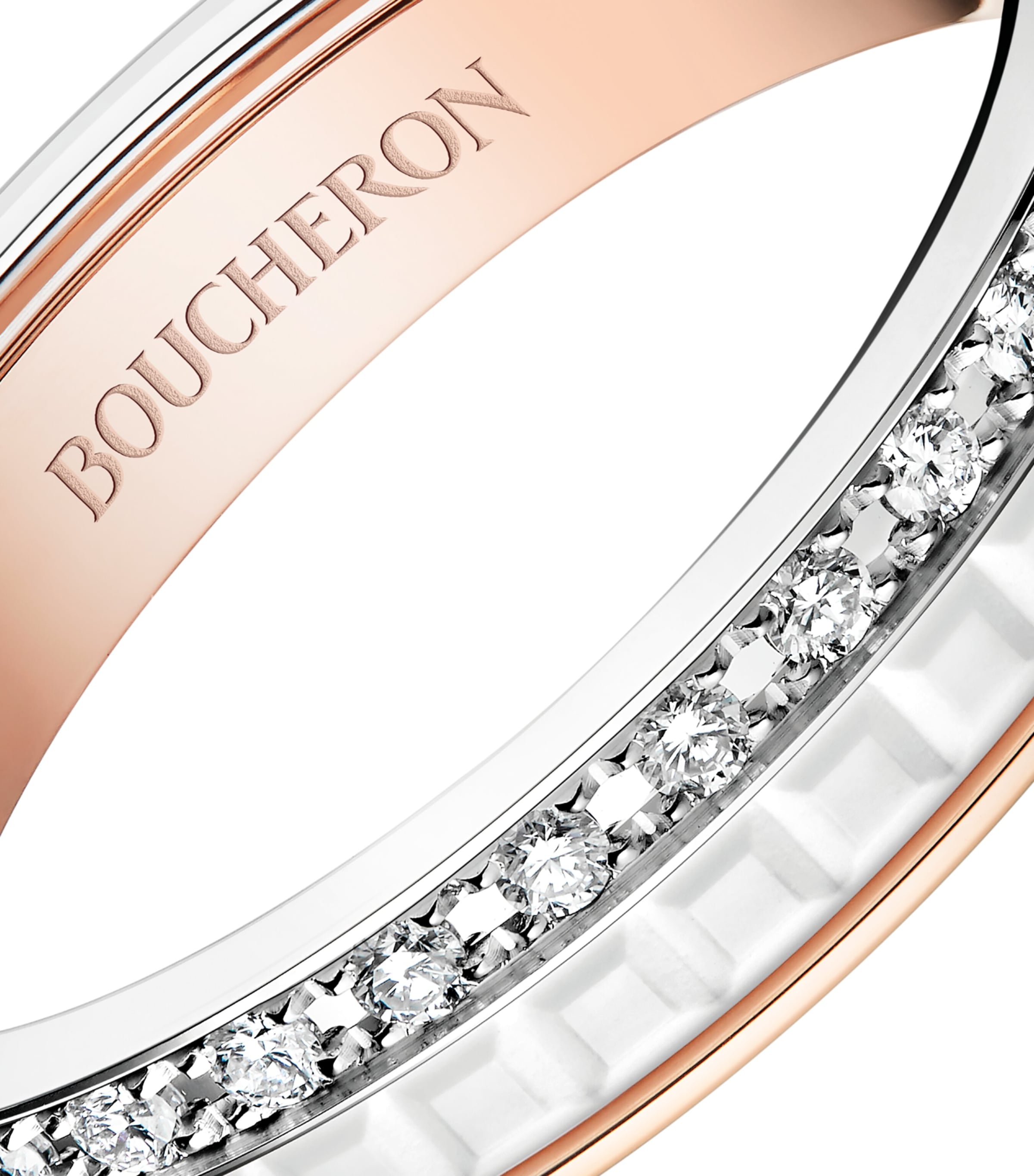 Rose Gold, White Gold and Diamond Quatre White Edition Wedding Band NO COLOUR Image 3
