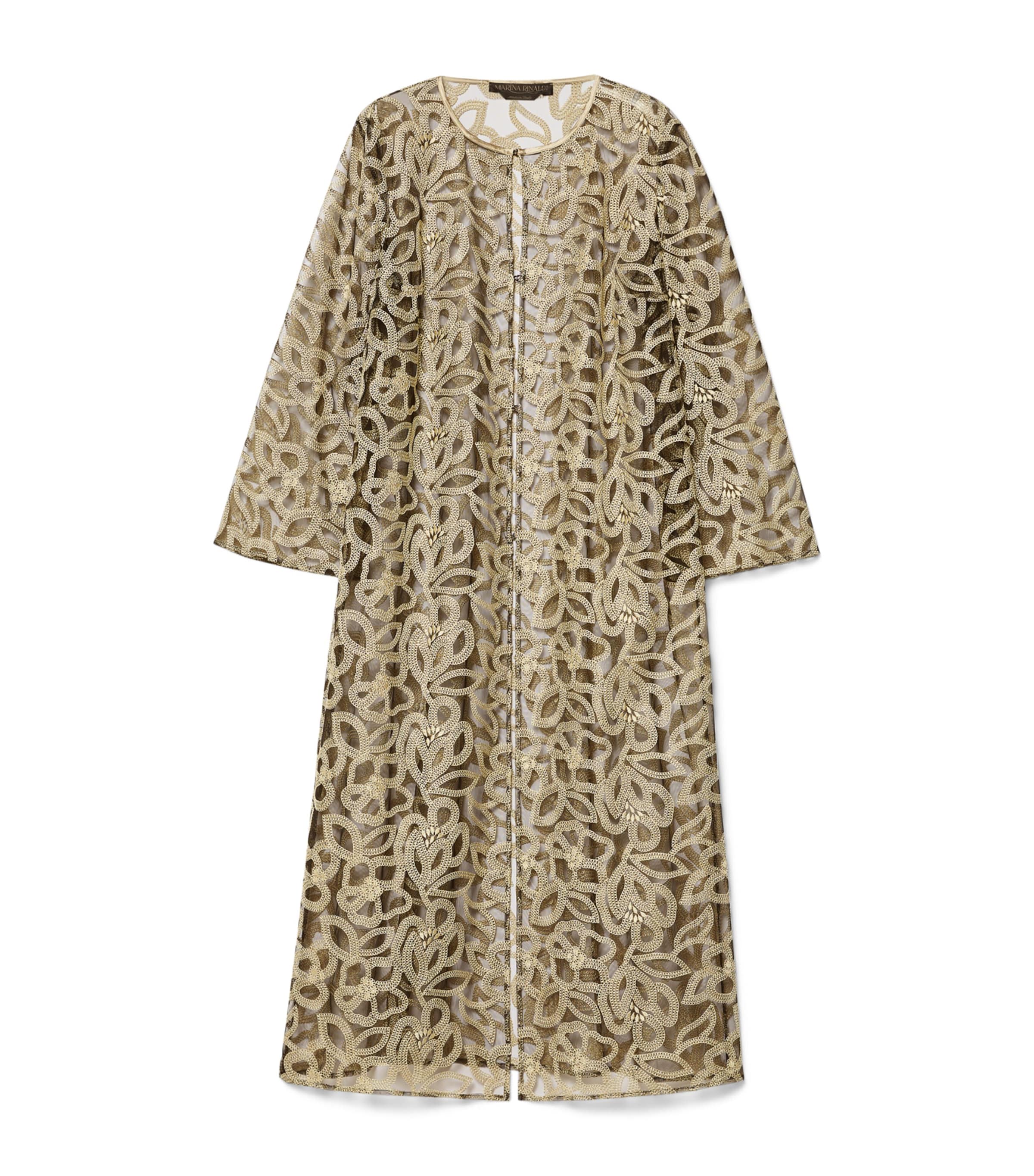 Marina Rinaldi Womens Tulle Embroidered Long Cardigan Black Image 1