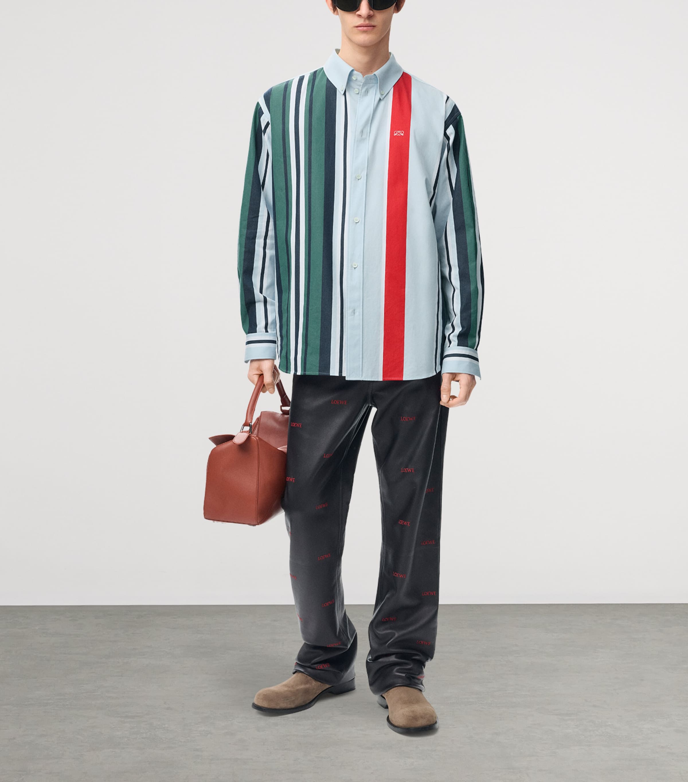 LOEWE Mens Stripe Print Shirt Blue/multicolor Image 2