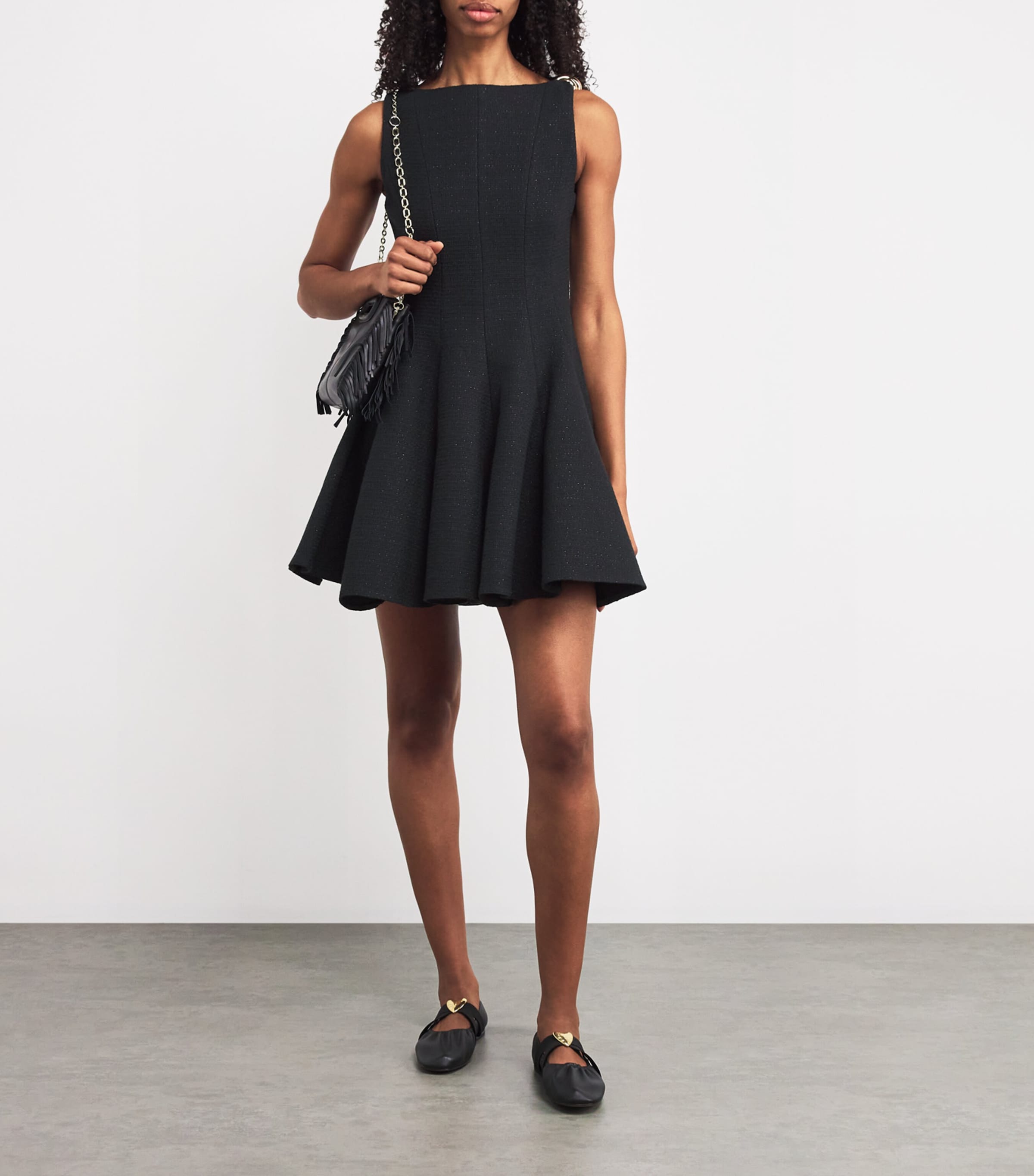 Cotton-Blend Tweed Mini Dress BLACK Image 2