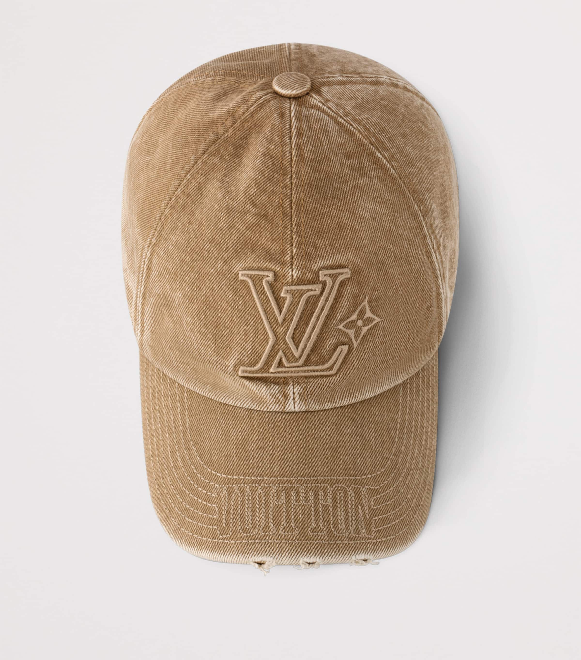 Distressed Denim Cap BEIGE Image 3