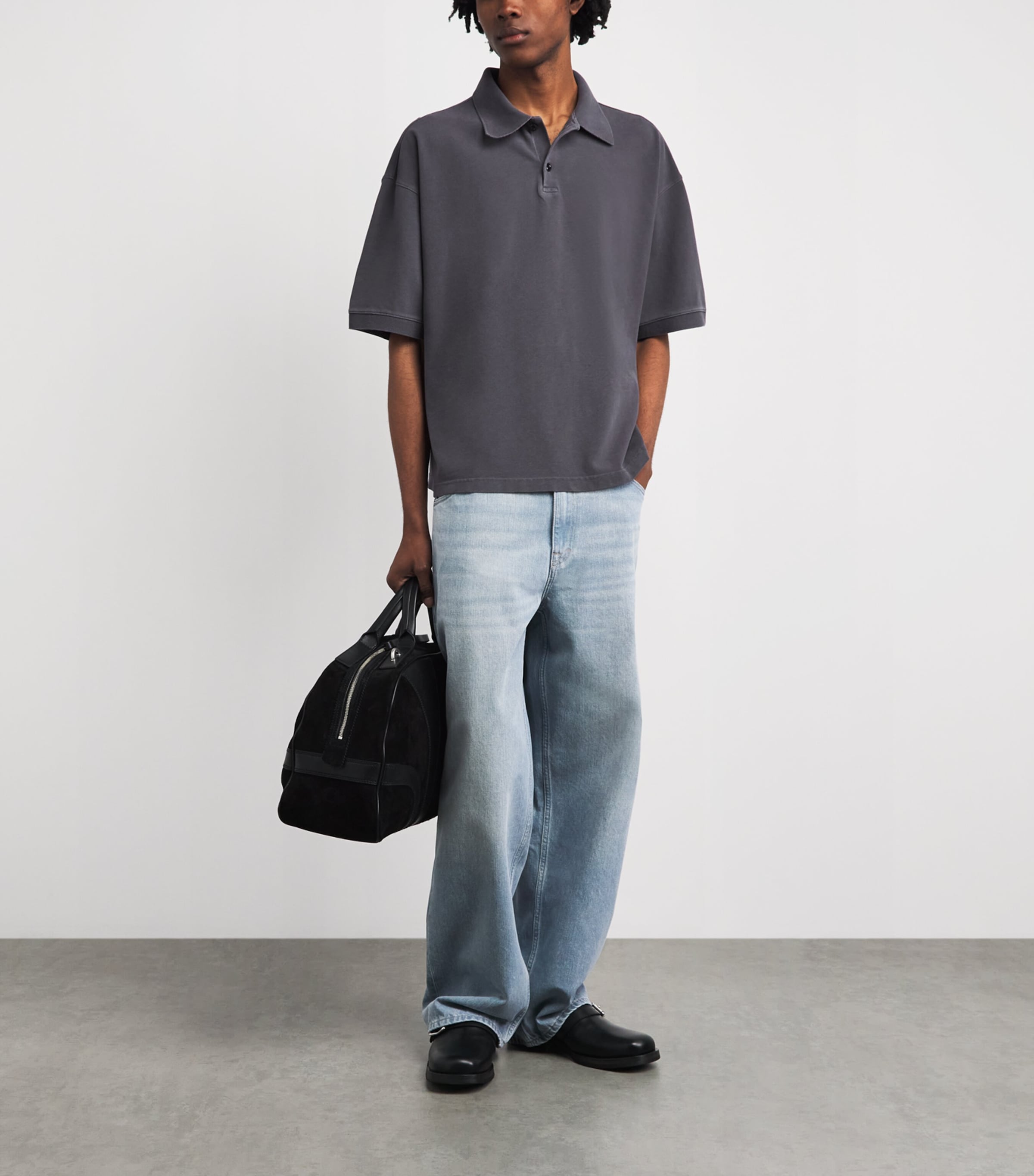 AGOLDE Mens Cotton Polo Shirt Cnctn Prple Grey Image 2