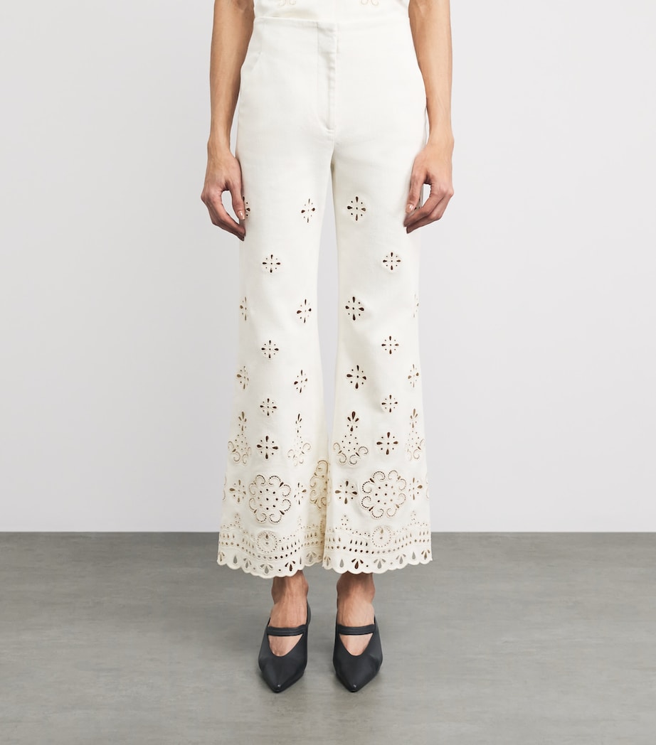 Veronica Beard Womens Eyelet Komi Wide-Leg Jeans Dove Image 4