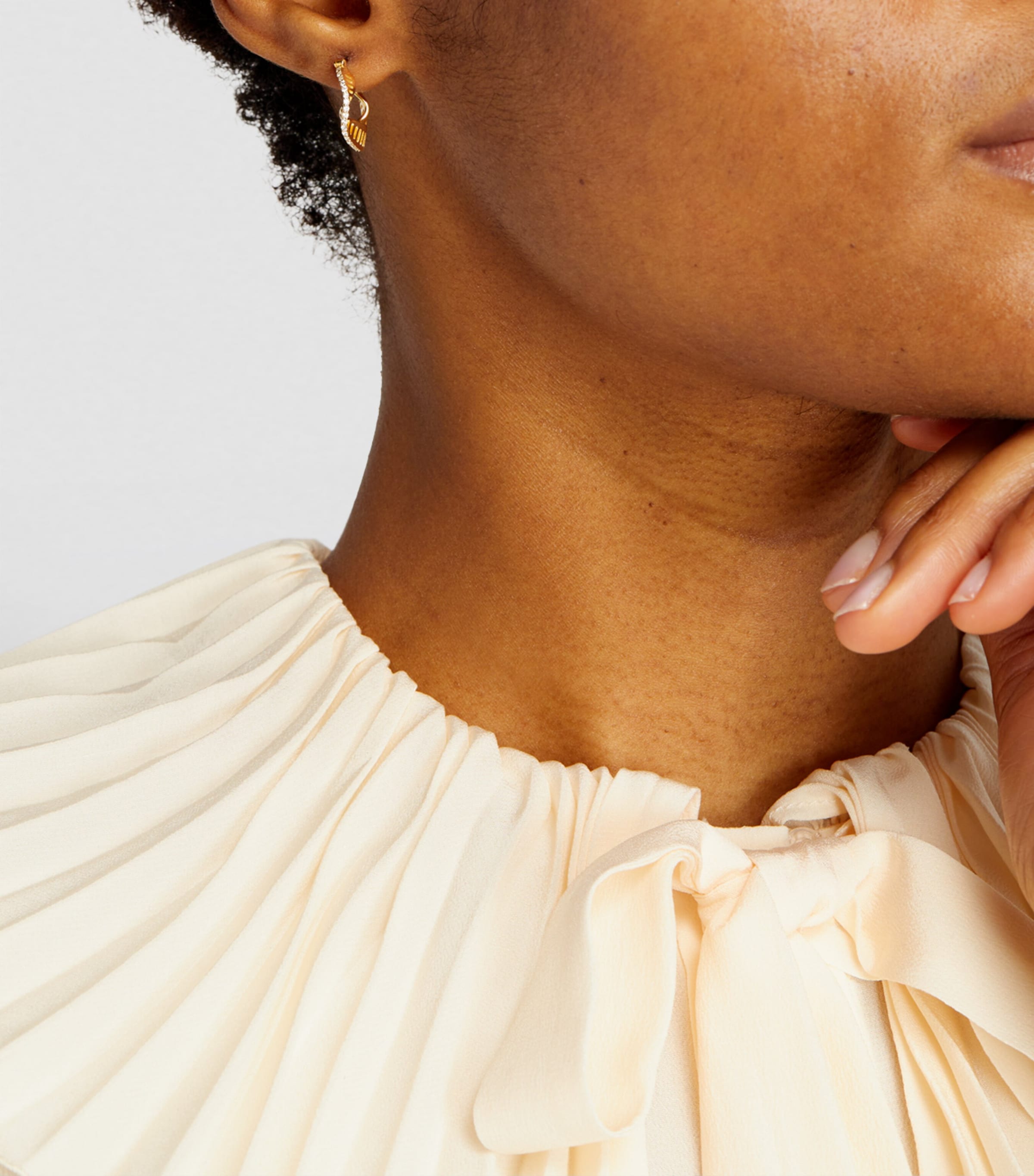 Yellow Gold and Diamond Cosmic Rays Hoop Earrings YELLOW GOLD Image 4