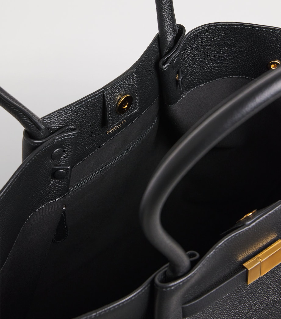 Leather New York Tote Bag BLACK Image 4