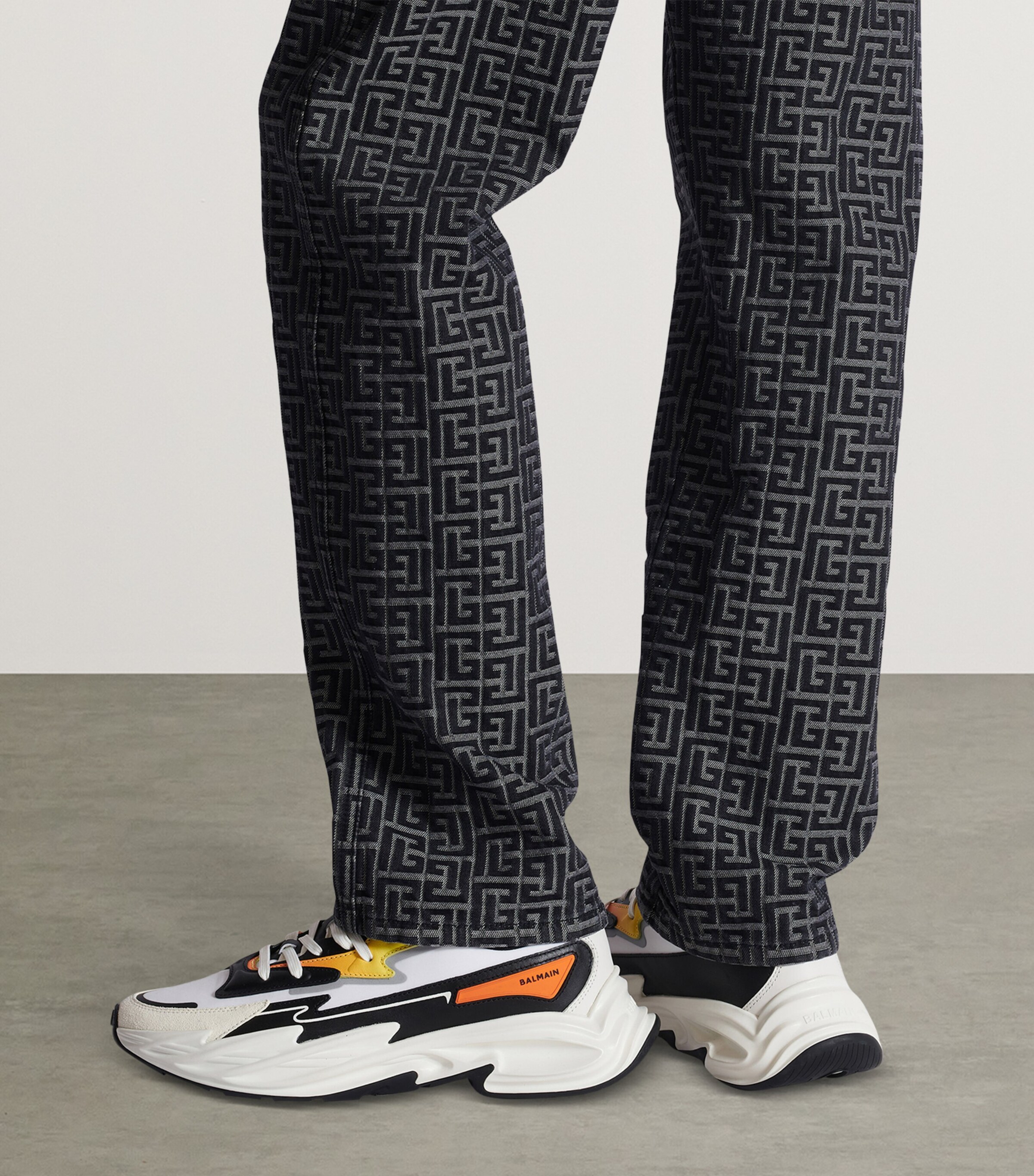 Balmain Leather Run-Row Sneakers Jaune/orange Image 8
