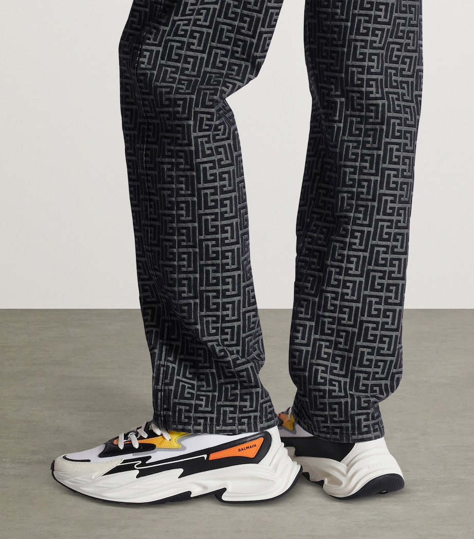 Balmain Leather Run-Row Sneakers Jaune/orange Image 8