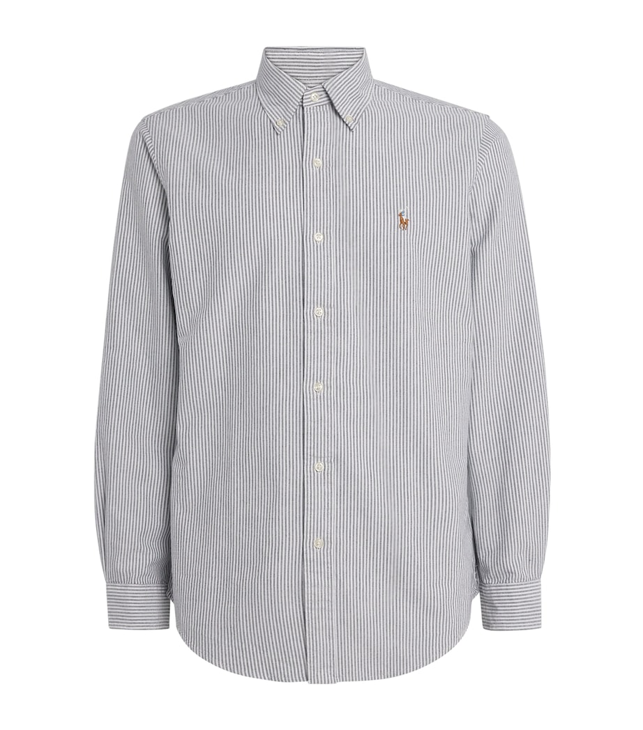 Custom Fit Stripe Oxford Shirt SLATE WHITE Image 1