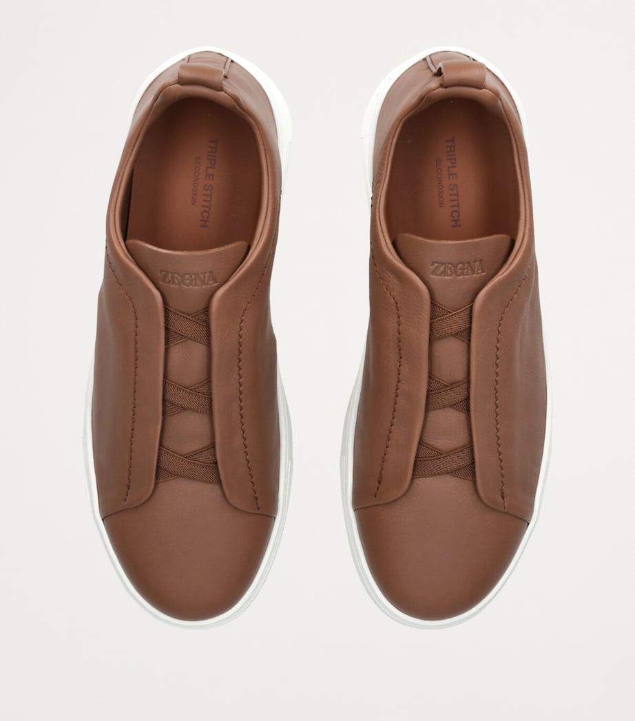 Leather Triple Stitch SECONDSKIN Sneakers CAMEL/COMB Image 4