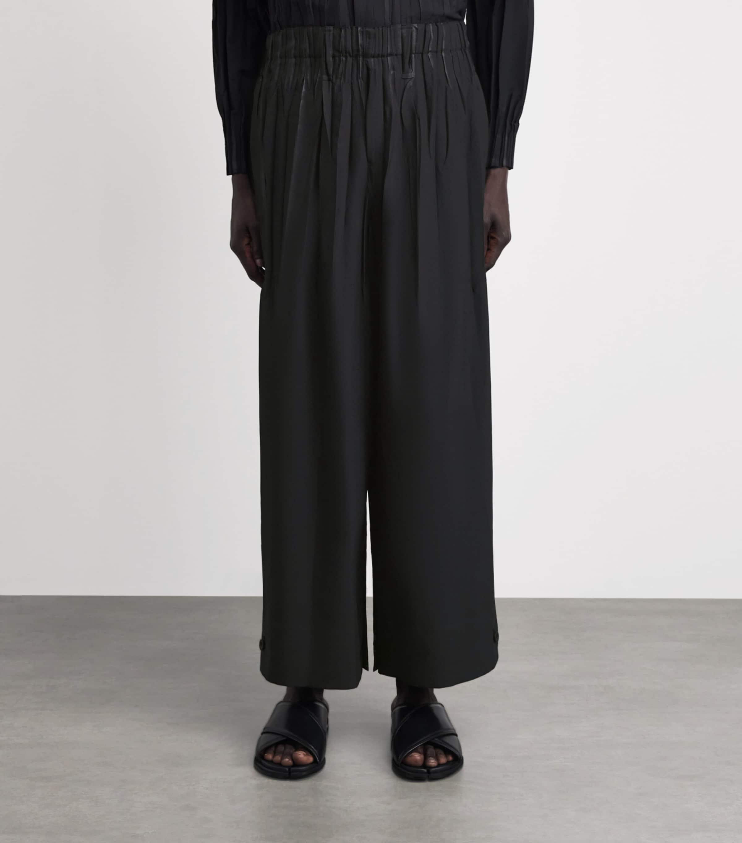 IM MEN Mens Waft Wide-Leg Trousers Black Image 4