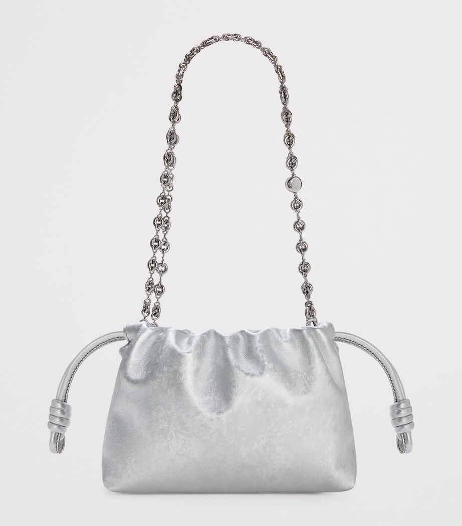 Mini Leather Flamenco Clutch Bag SILVER Image 5