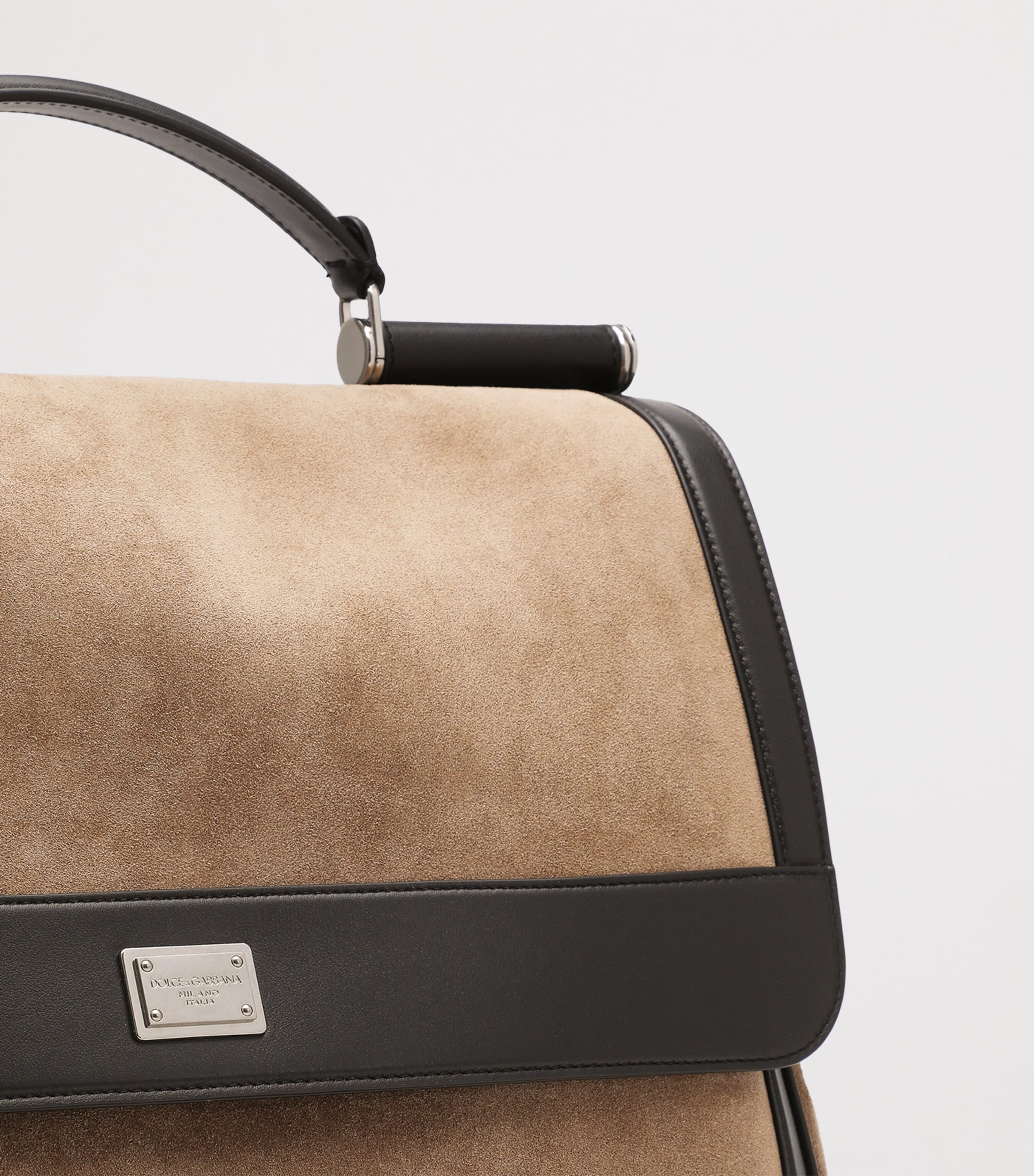 Suede Sicily Top-Handle Bag 8M067-NUT/BLACK Image 5