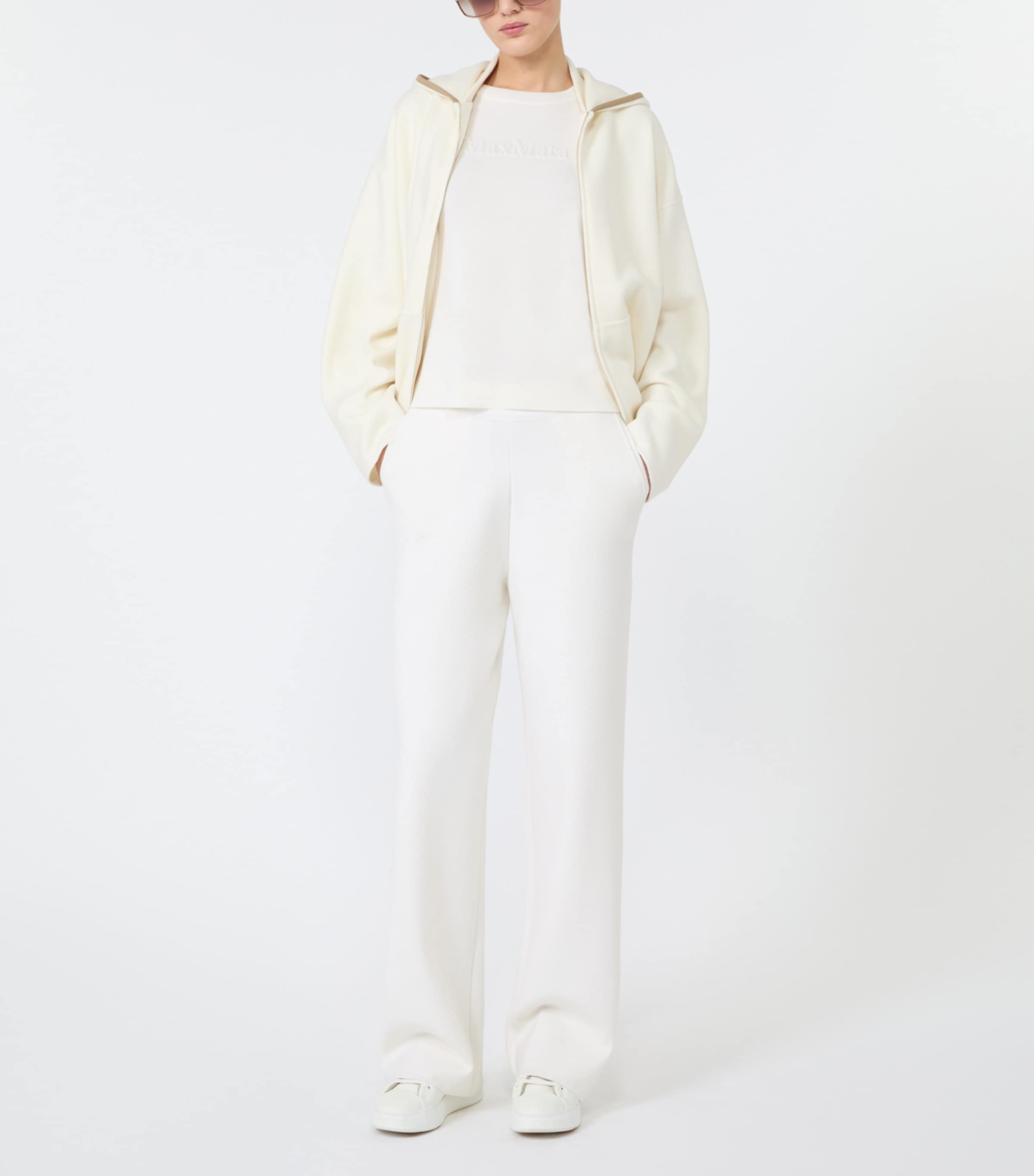 Max Mara Womens Virgin Wool-Blend Zip-Up Hoodie White Image 6