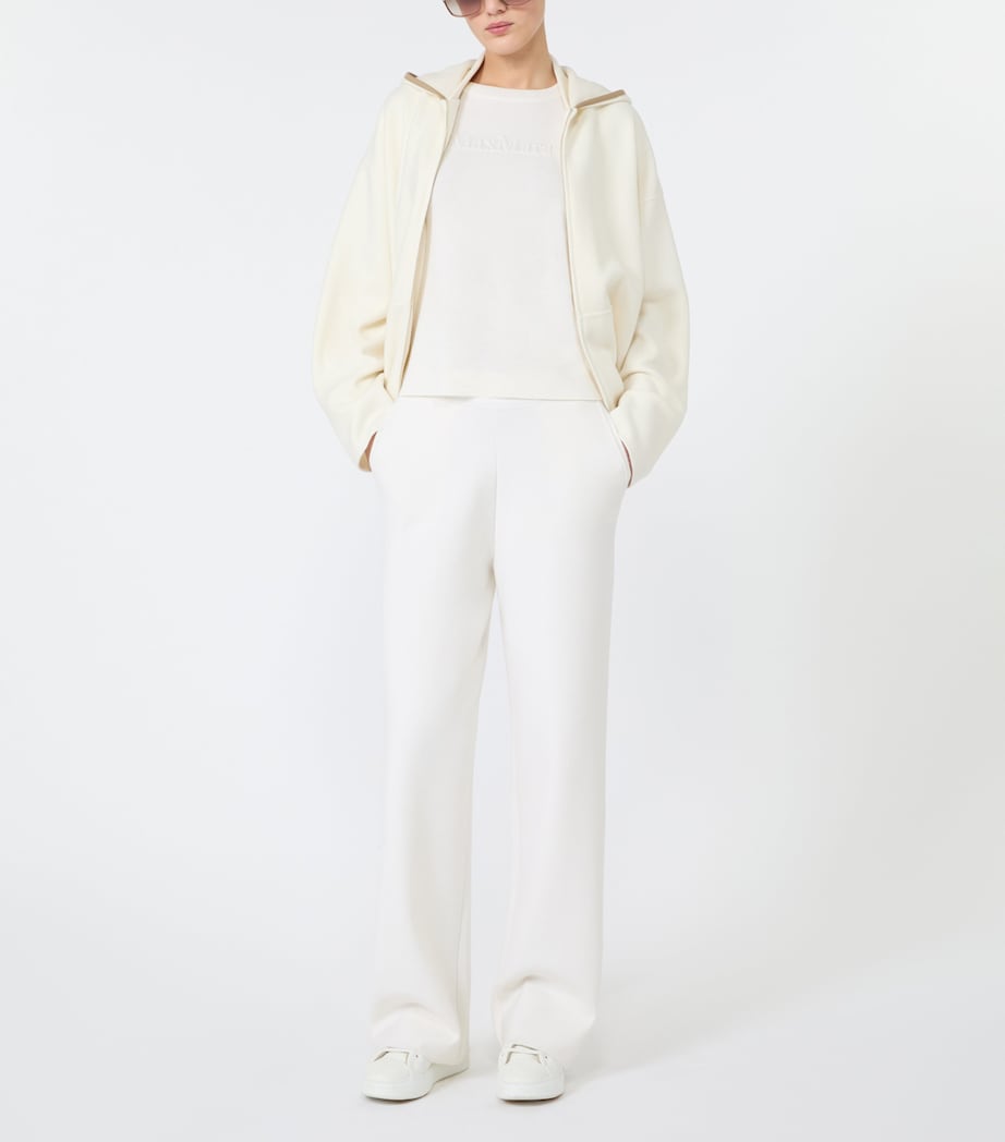 Max Mara Womens Virgin Wool-Blend Zip-Up Hoodie White Image 6