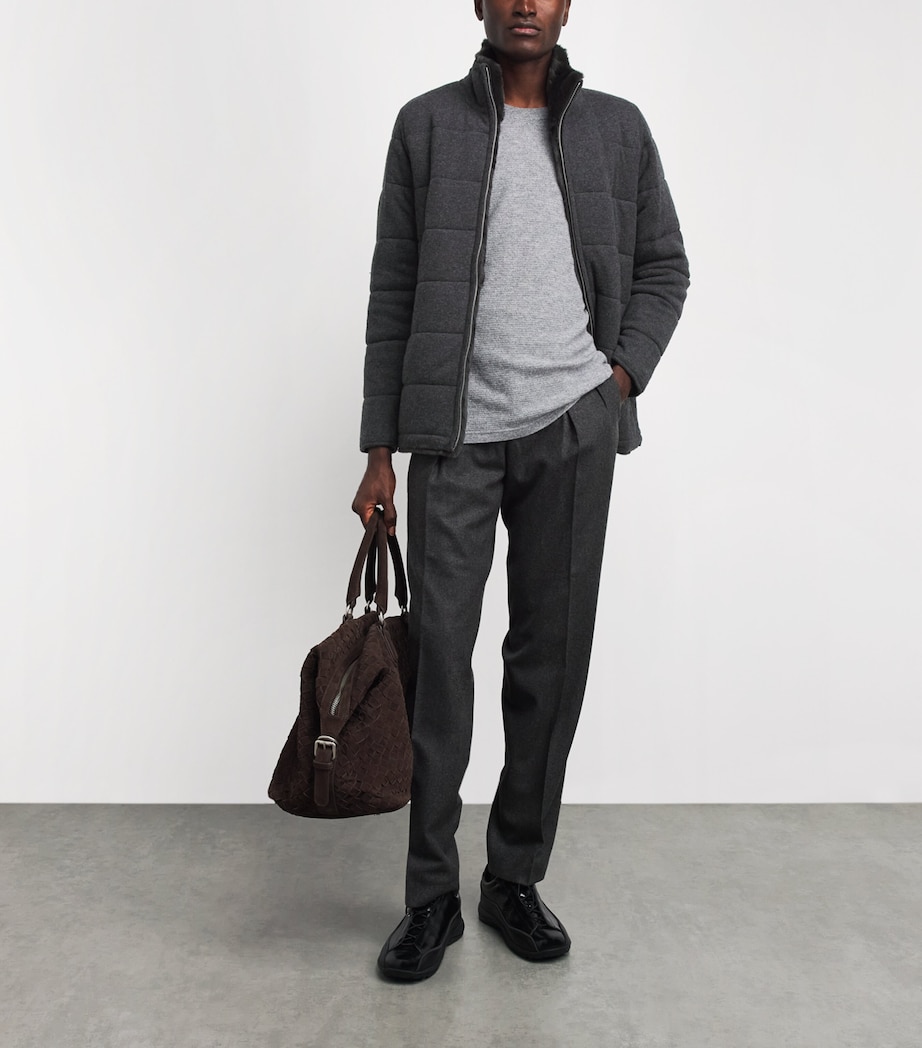 N.Peal Mens Cashmere Fur-Lined Jacket Charcoaldark Grey Image 2