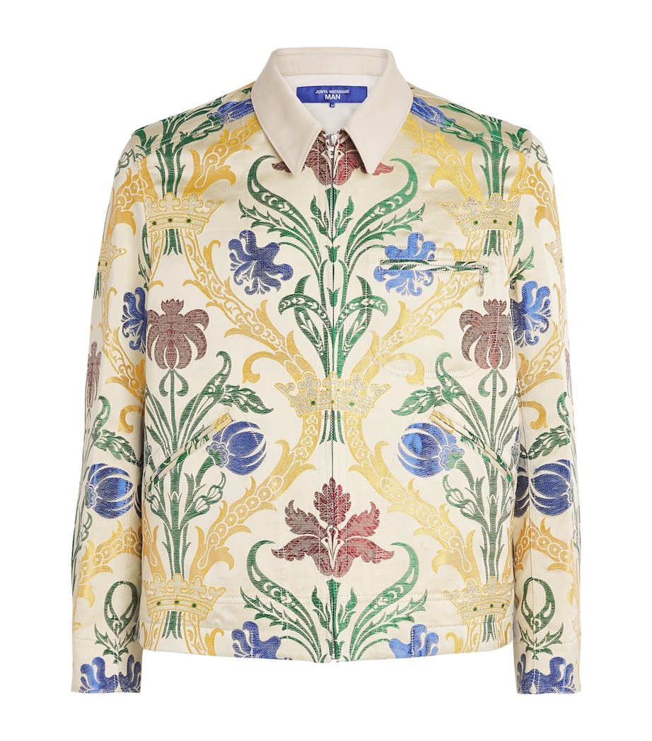 Junya Watanabe MAN Mens Embroidered Collared Jacket Ntrl/ylw/grn Image 1