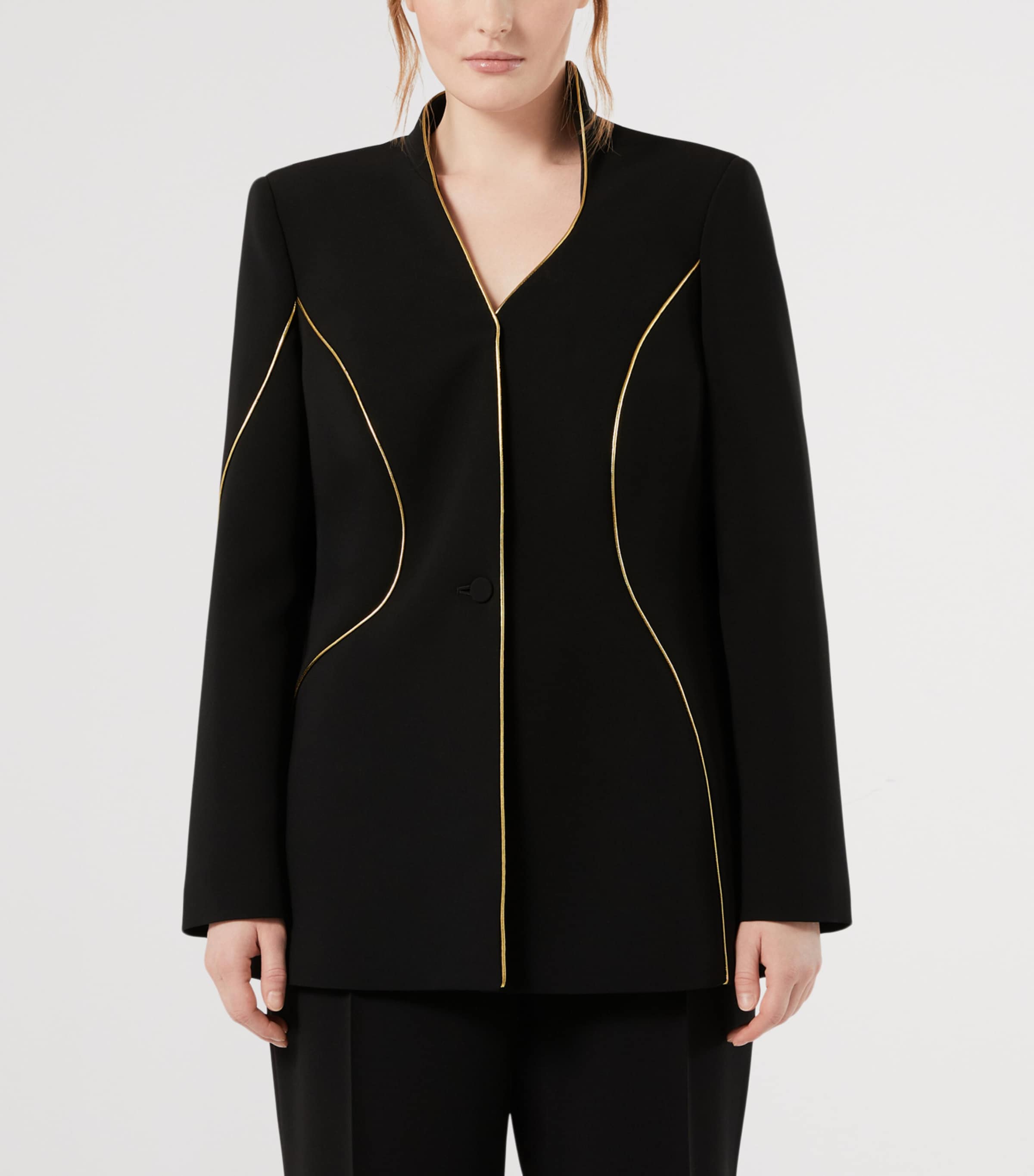 Marina Rinaldi Womens Velvet Asymmetric Blazer Black Image 3