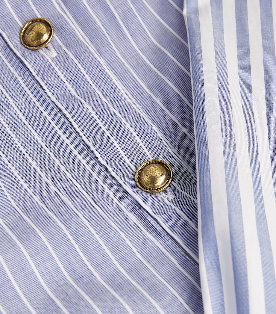 Cotton Stripe Shirt BLU / WHITE Image 5