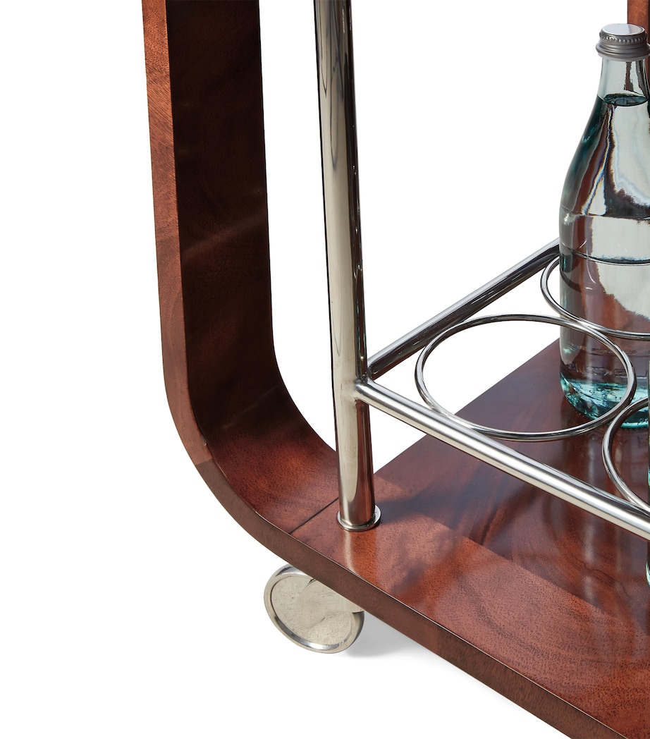 Mahogany, Glass and Stainless Steel Duke Bar Cart PENTHOUSE MAHOGANY Image 7