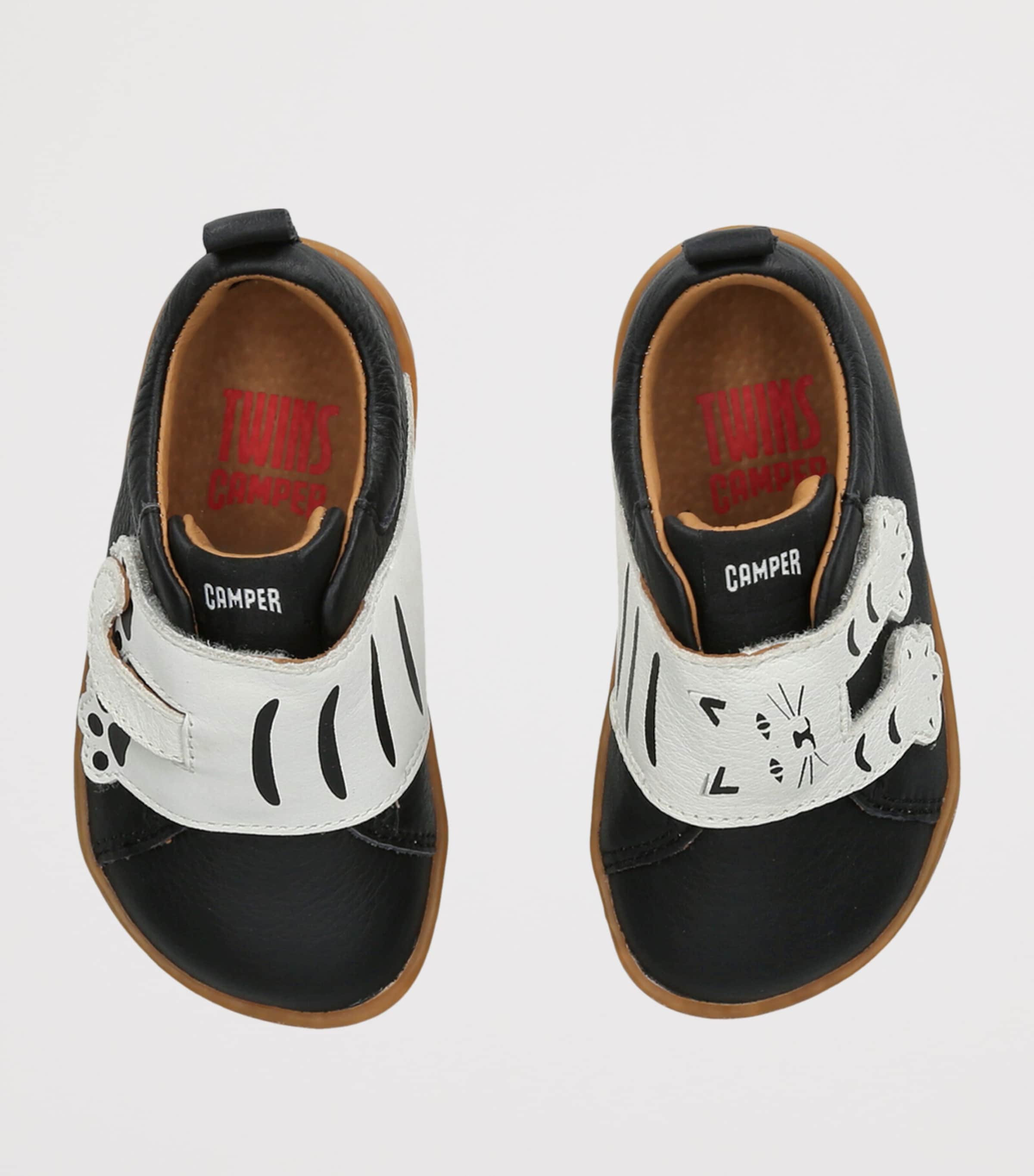 Camper Leather Cat-Detail Sneakers Blk/white Image 3