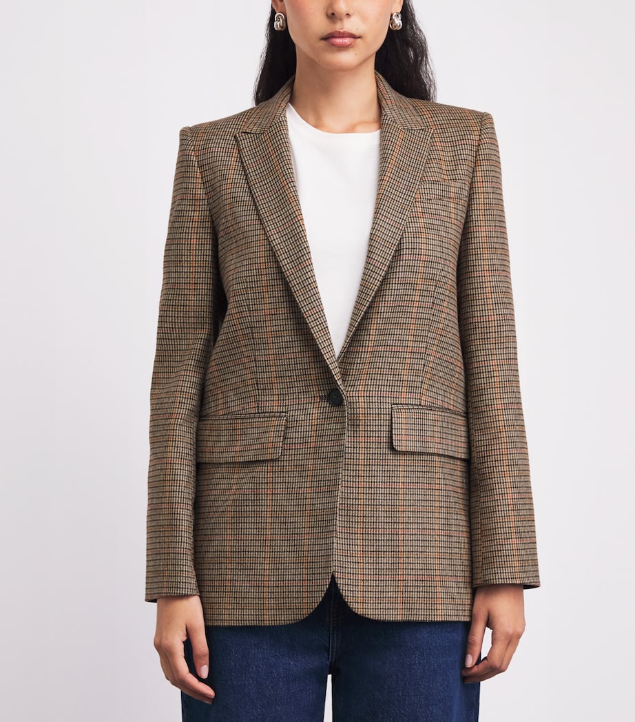 Check Sharp Shoulder Blazer BROWN MULTI Image 4