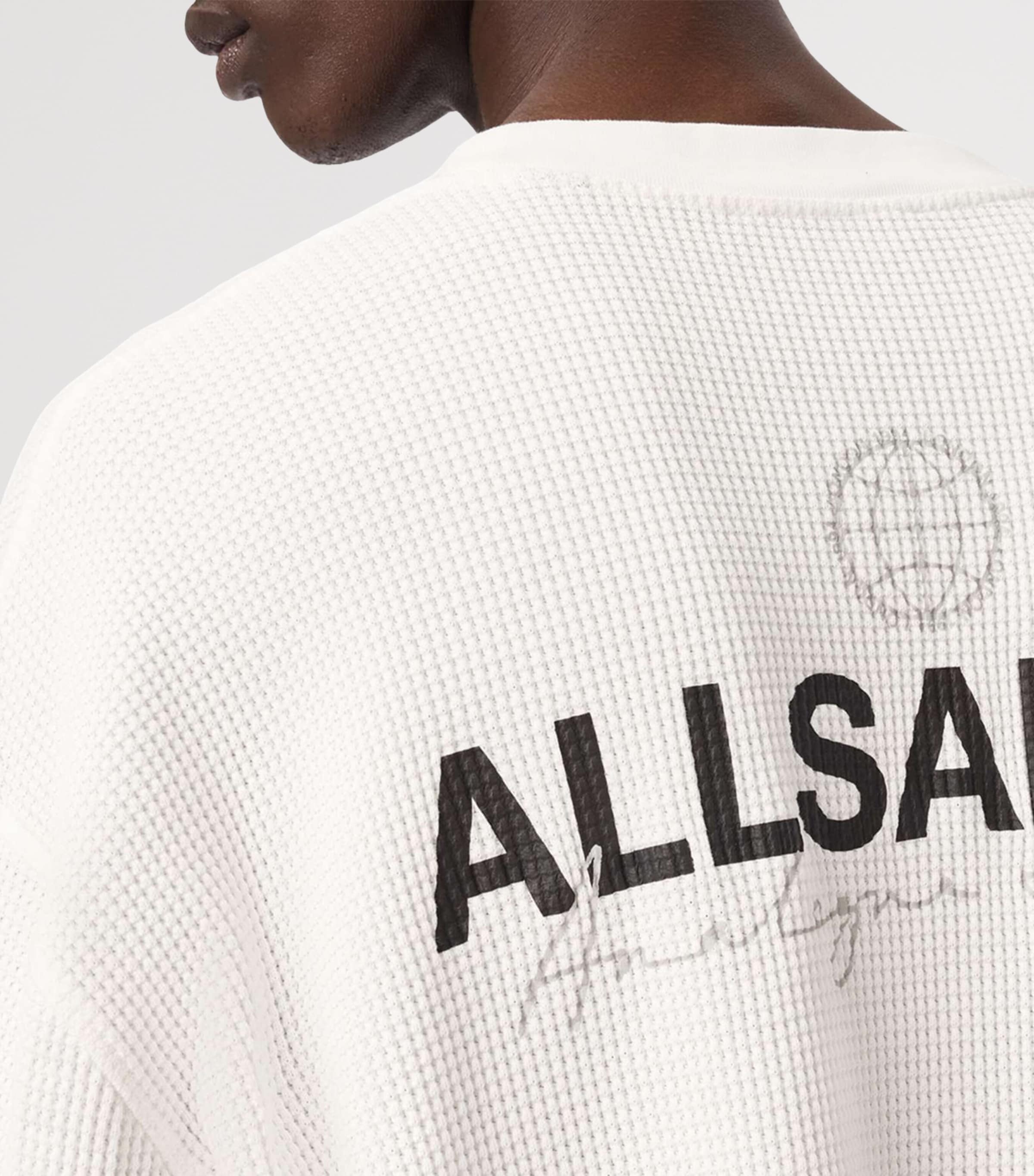 AllSaints Mens Organic Cotton Emblem T-Shirt Cottage White Image 5