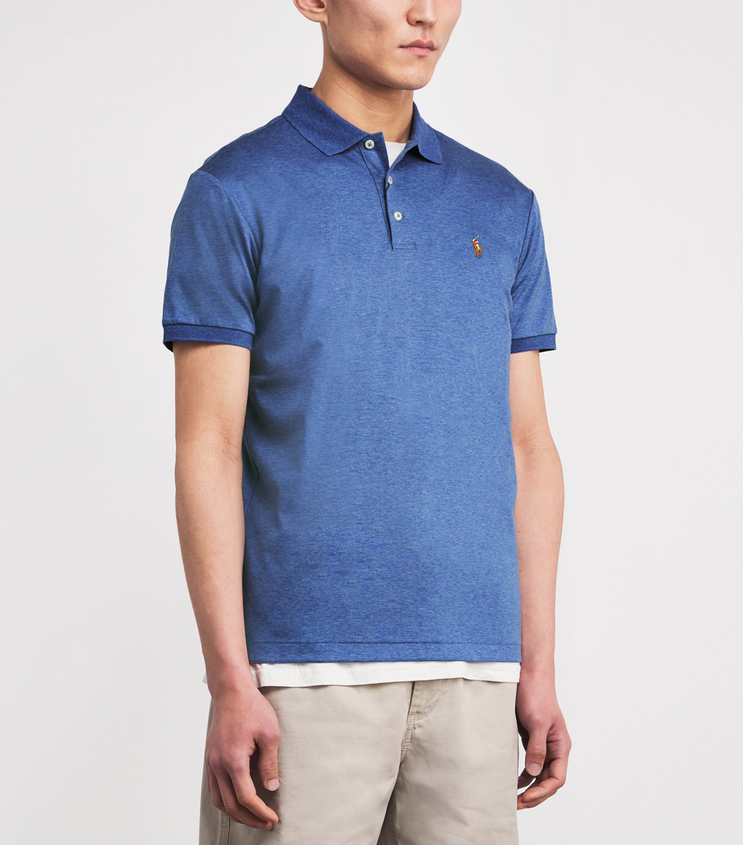 Pima Cotton Polo Shirt FADED ROYAL HEATHER Image 3