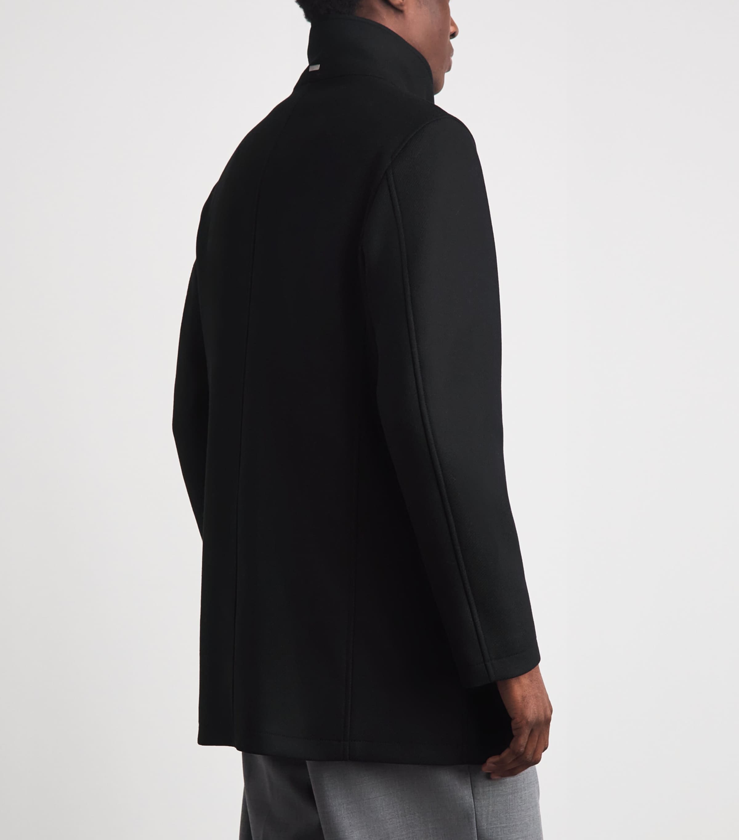 Herno Mens Virgin Wool-Blend Car Coat Nero Image 5
