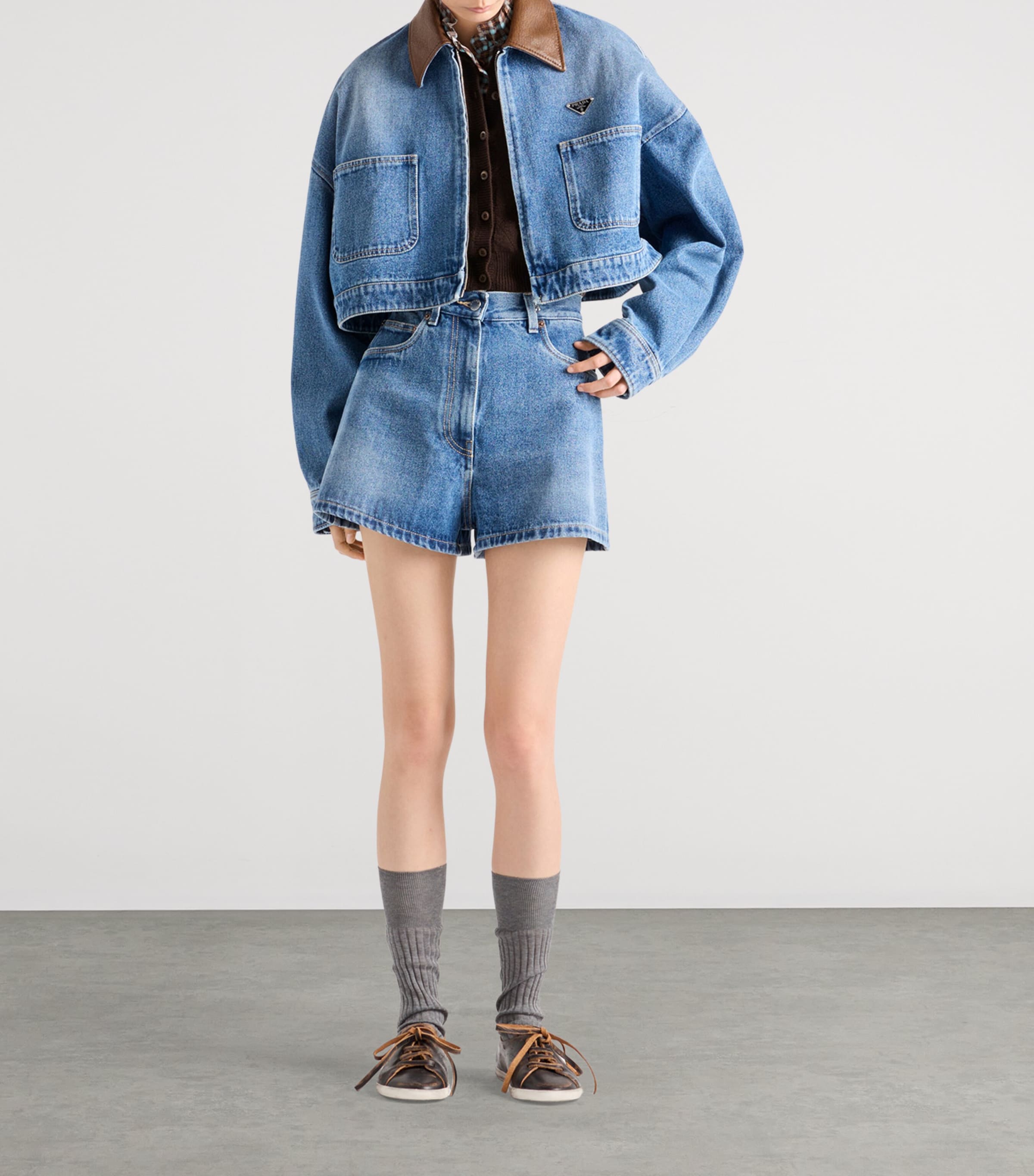 Denim High-Waist Shorts F0V3N Image 2
