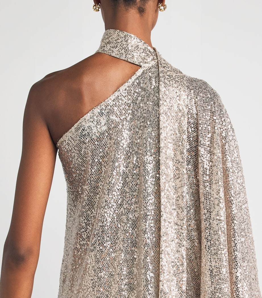 Taller Marmo Womens Sequin Ubud Disco Maxi Dress White Sand Image 5