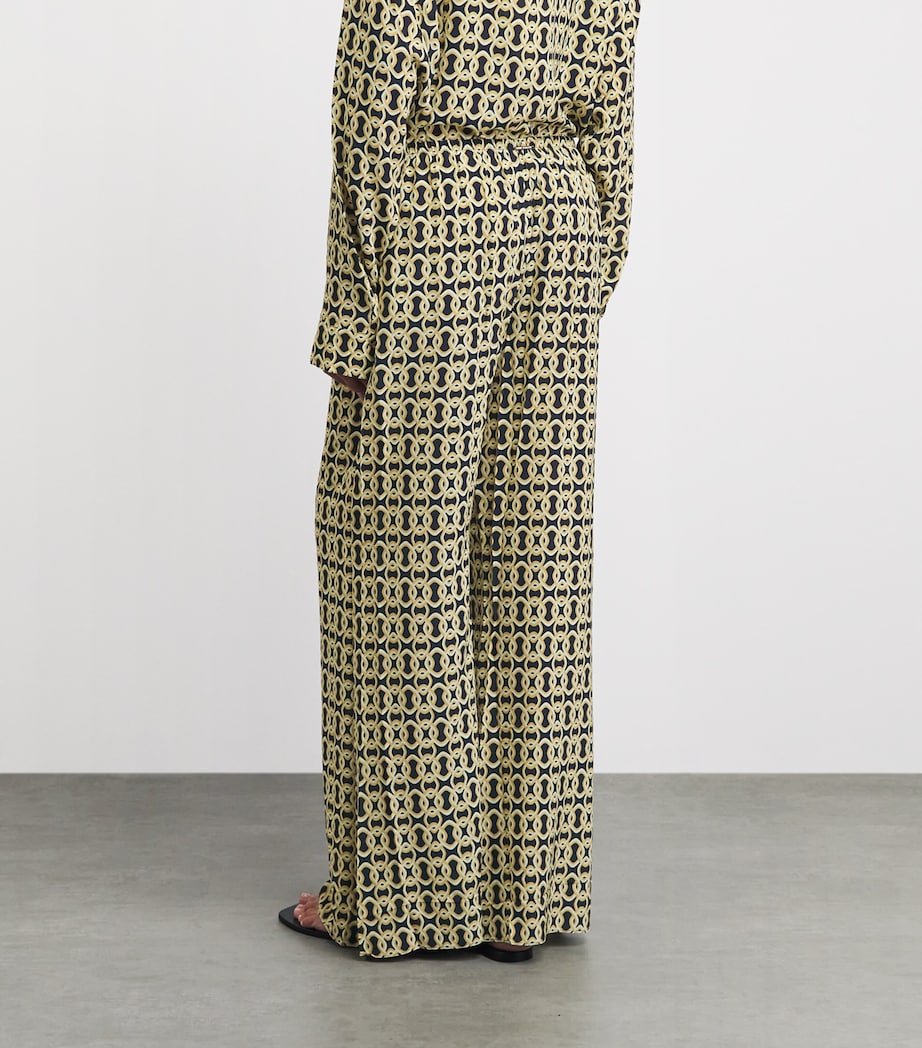 AWAY THAT DAY Womens Geometric Print St. Barts Trousers Navy/gold Link Prnt Image 5