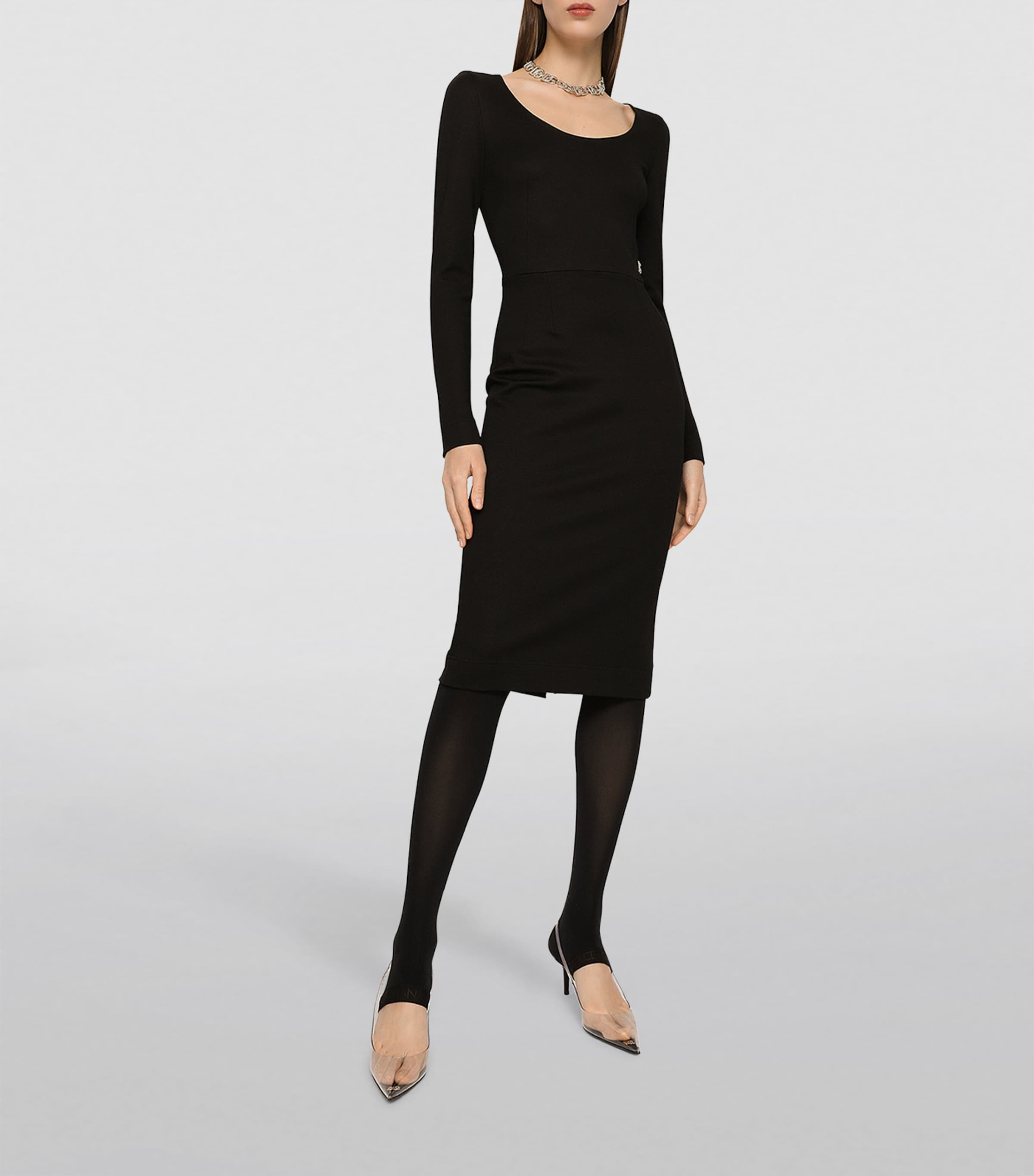 DG Logo Midi Dress N0000-BLACK Image 2