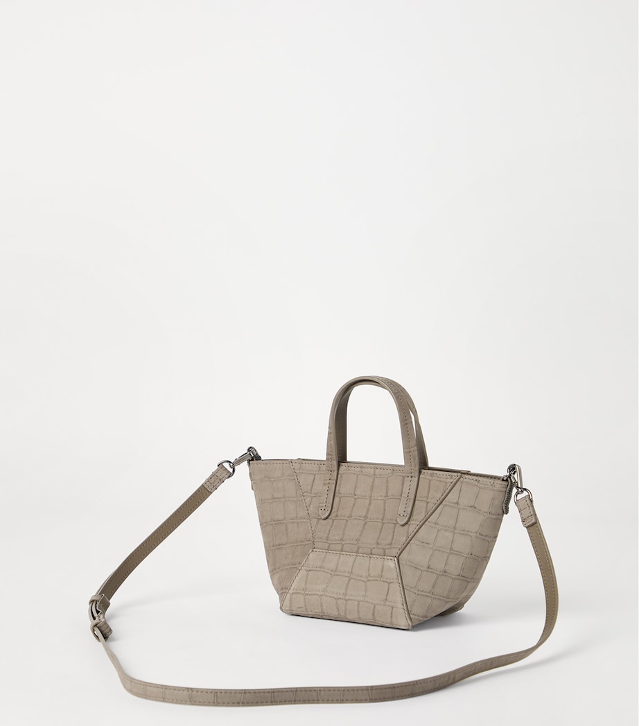 Croc-Embossed Leather Duo Mini Bag C3983 Image 3