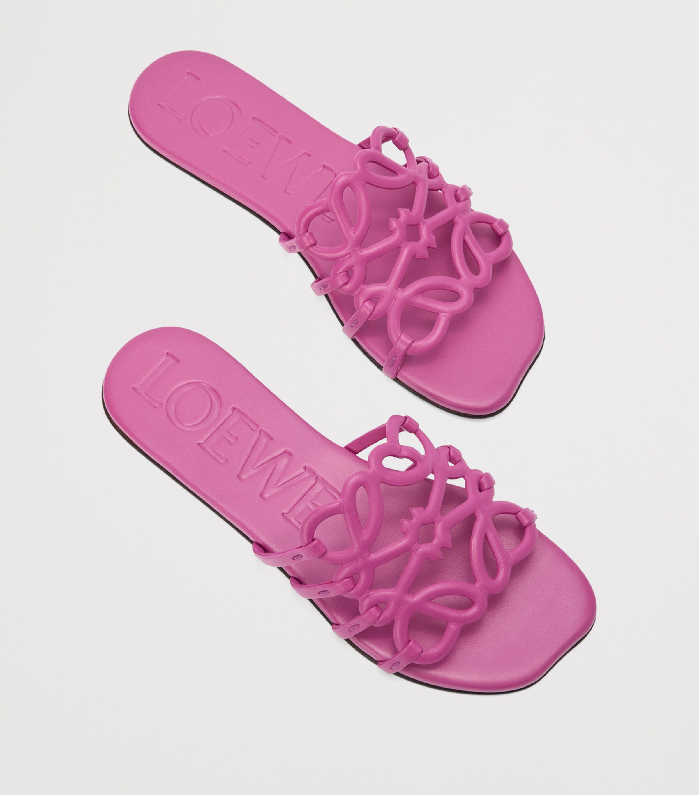 x Paula's Ibiza Leather Petal Anagram Slides FUCHSIA Image 4
