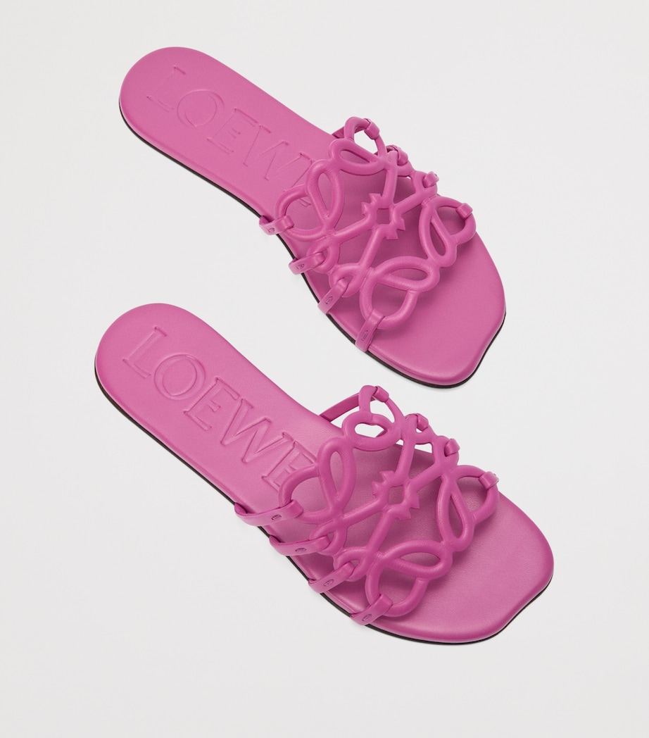 x Paula's Ibiza Leather Petal Anagram Slides FUCHSIA Image 4