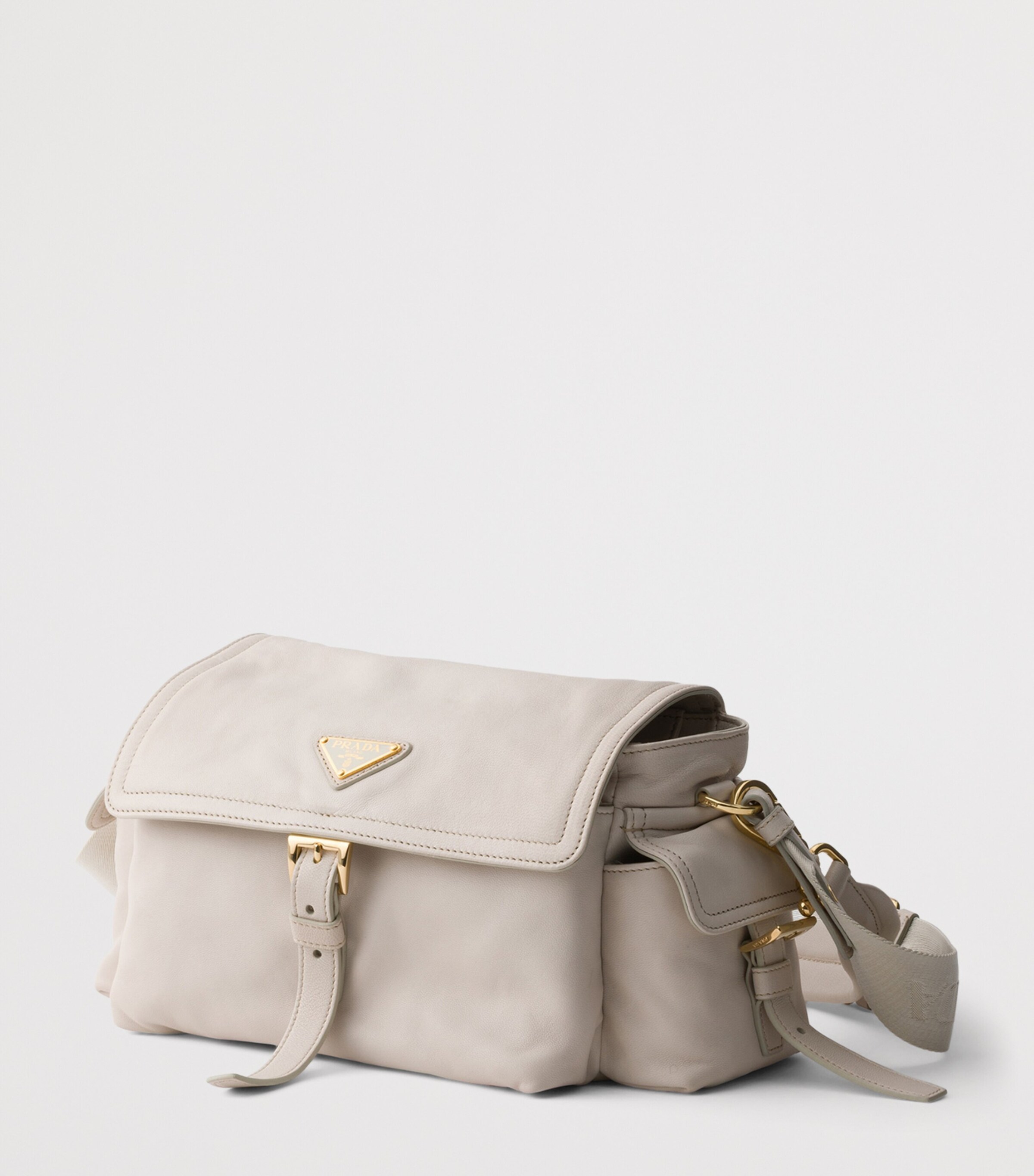Prada Medium Nappa Leather Explore Shoulder Bag Neutral Image 7